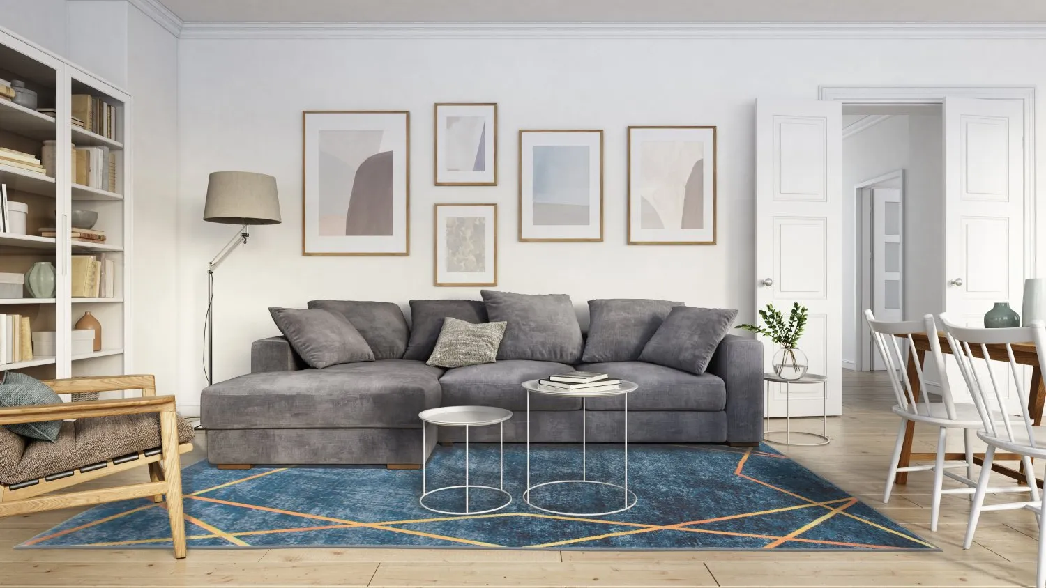Wilton rug - Zaros (blue/gold)