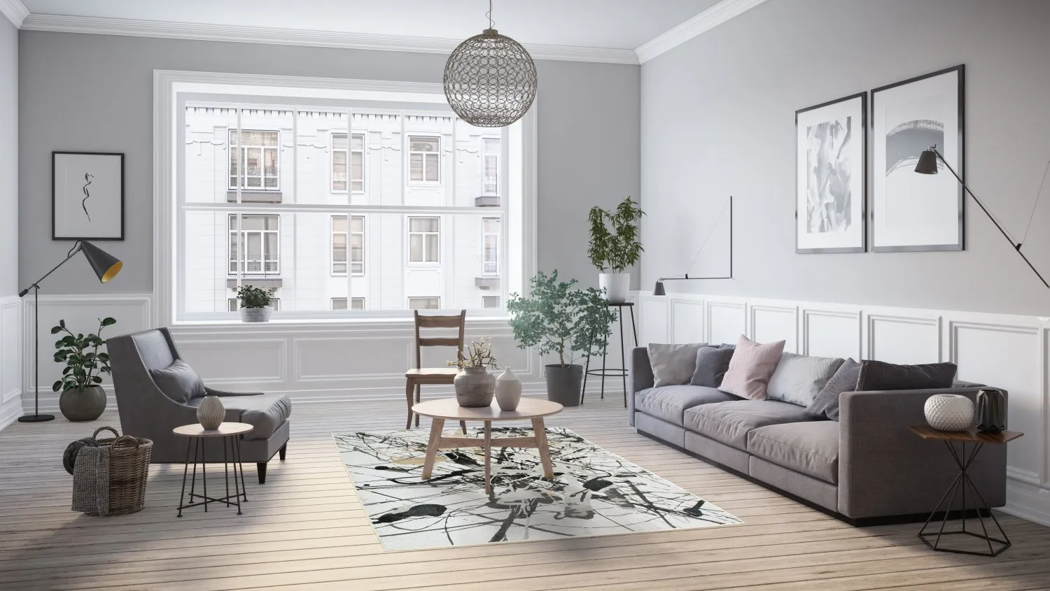 Wilton rug - Lawrance (grey/white)