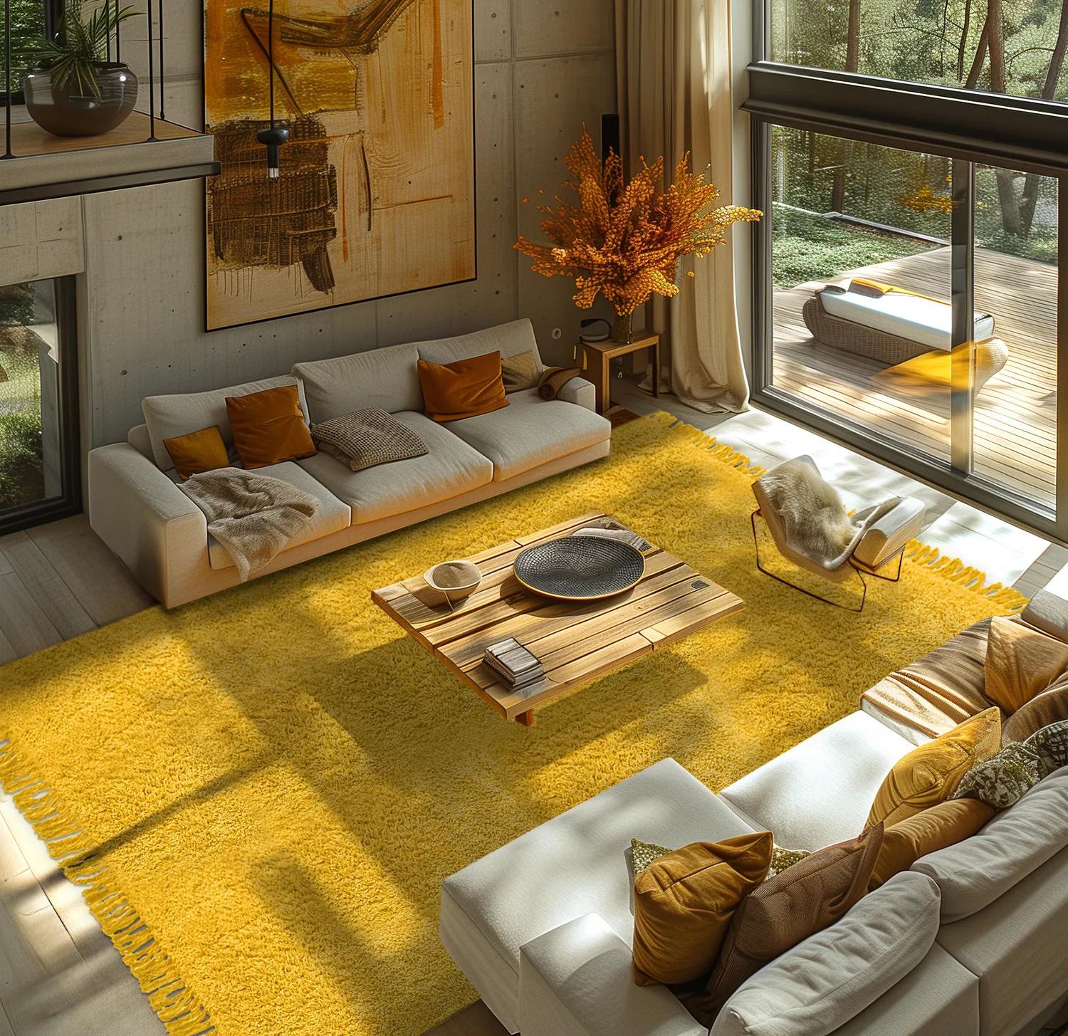 Shaggy rugs - Alba Natural Cotton Shaggy (yellow)