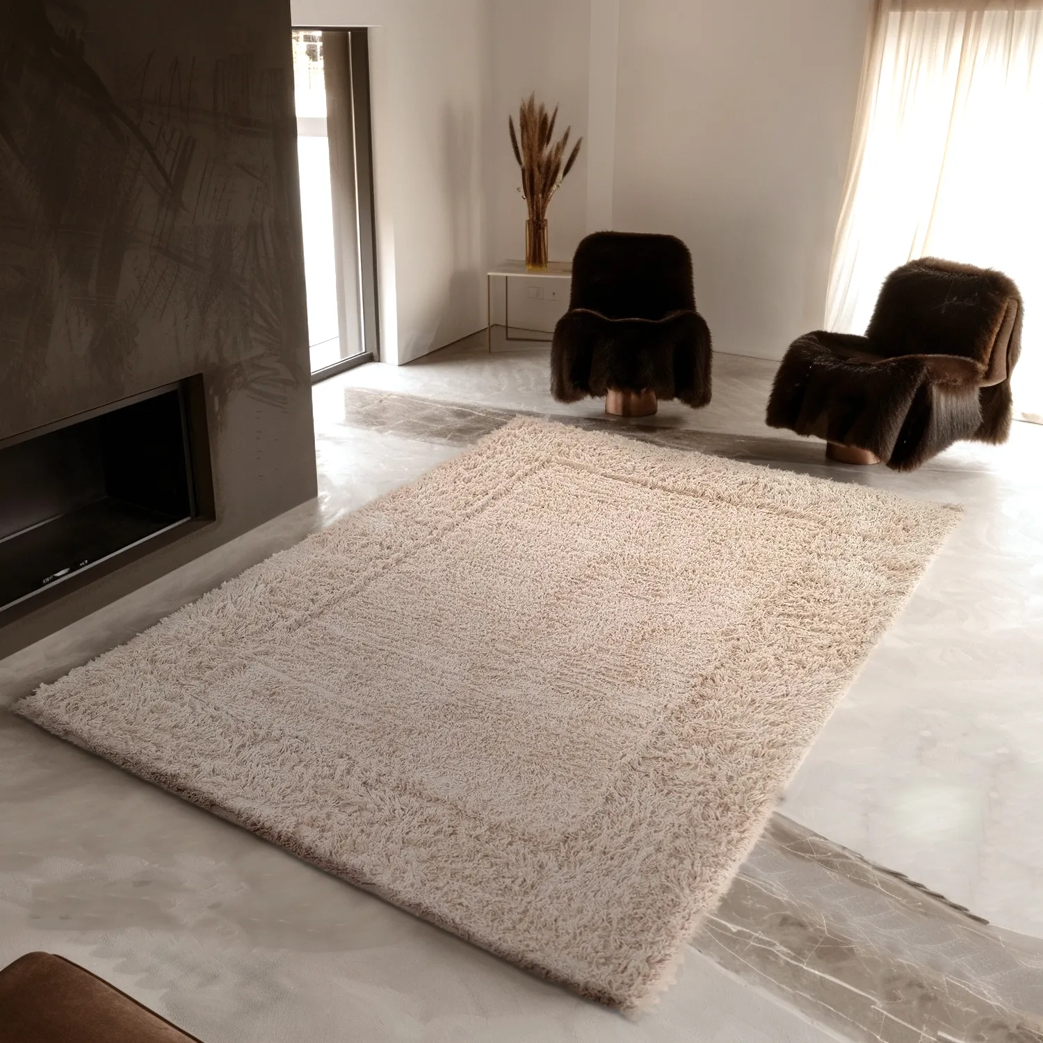 Shaggy rugs - Aline Natural Cotton Shaggy (beige)