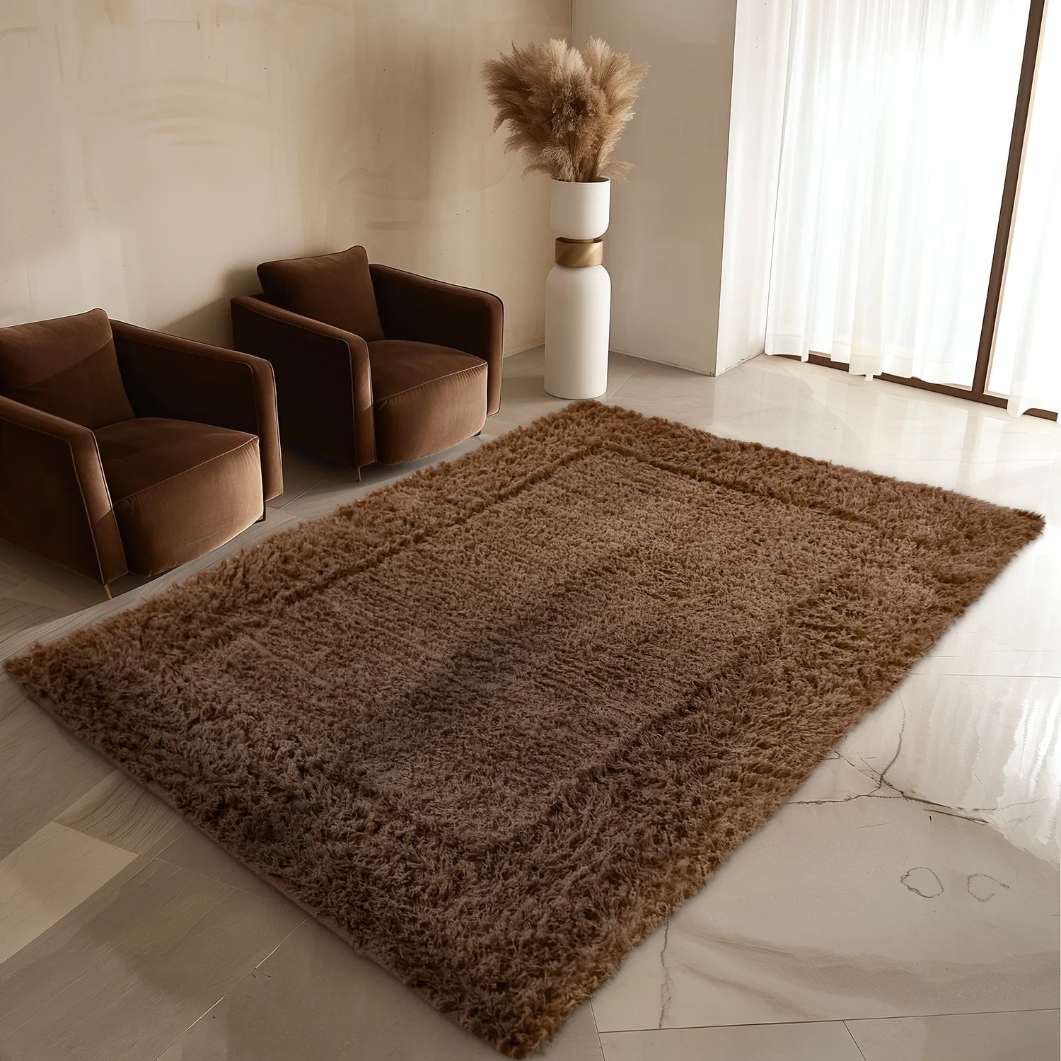 Shaggy rugs - Aline Natural Cotton Shaggy (brown)
