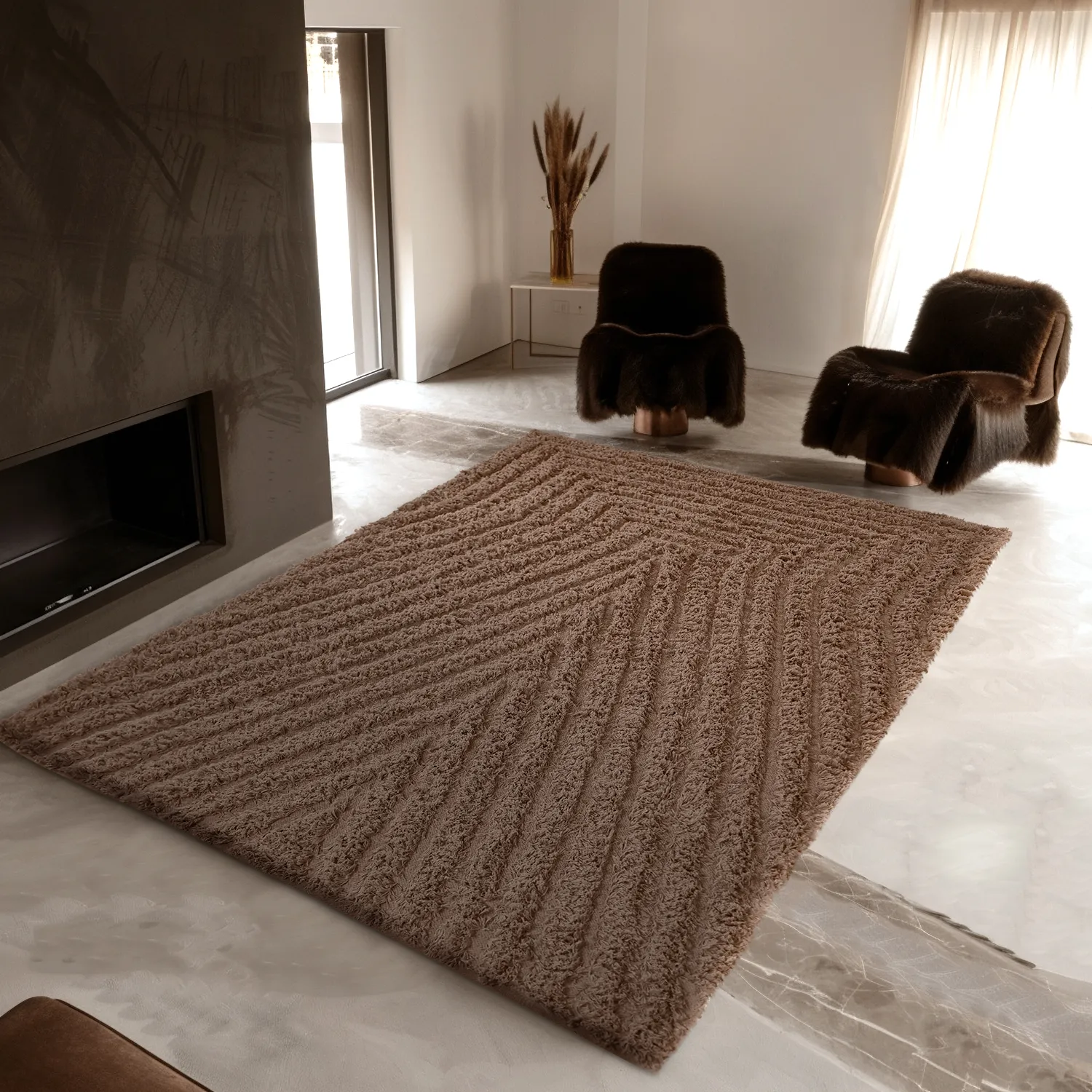 Shaggy rugs - Kendra Natural Cotton Shaggy (brown)