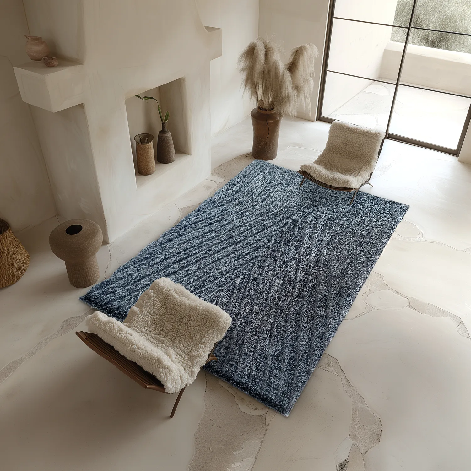 Shaggy rugs - Kendra Natural Cotton Shaggy (grey/black)