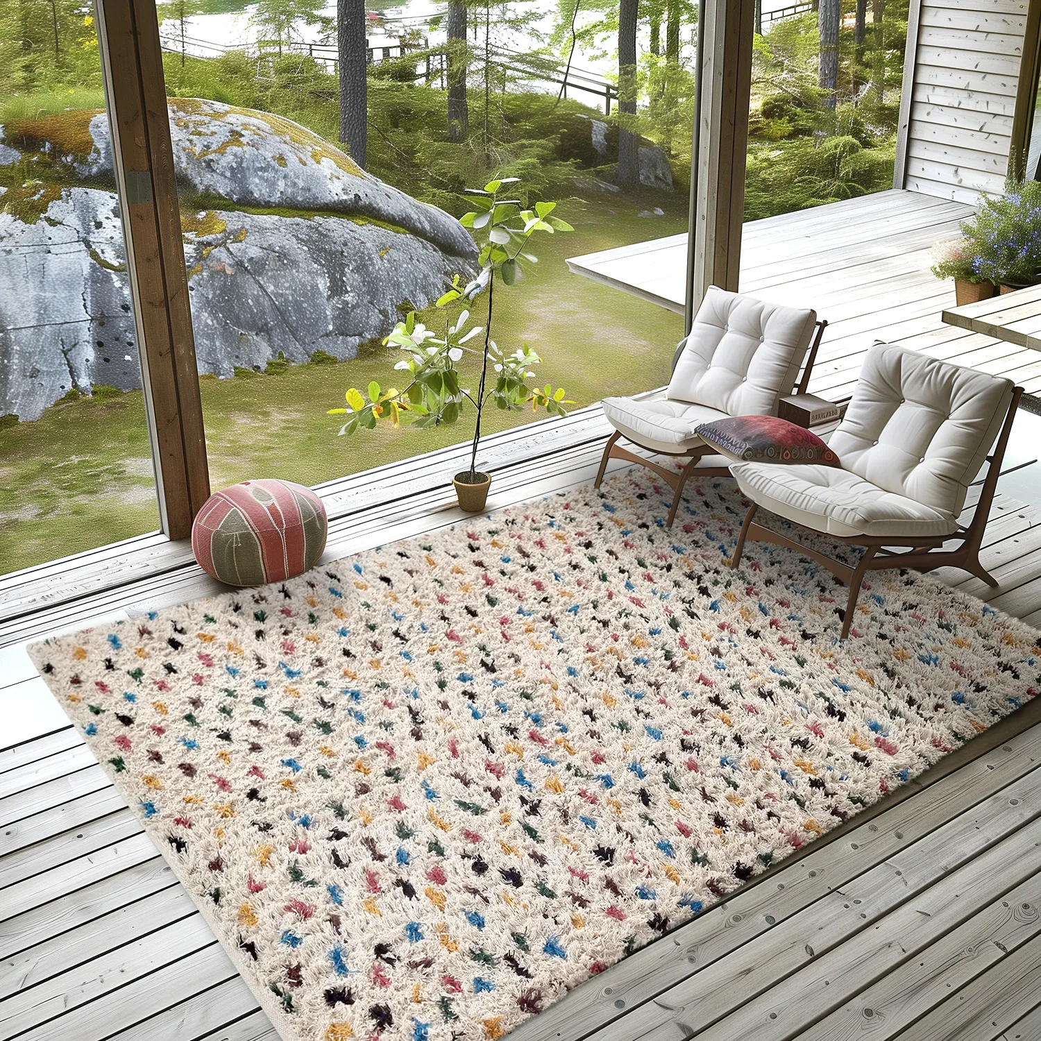 Shaggy rugs - Litton Natural Cotton Shaggy (beige/multi)