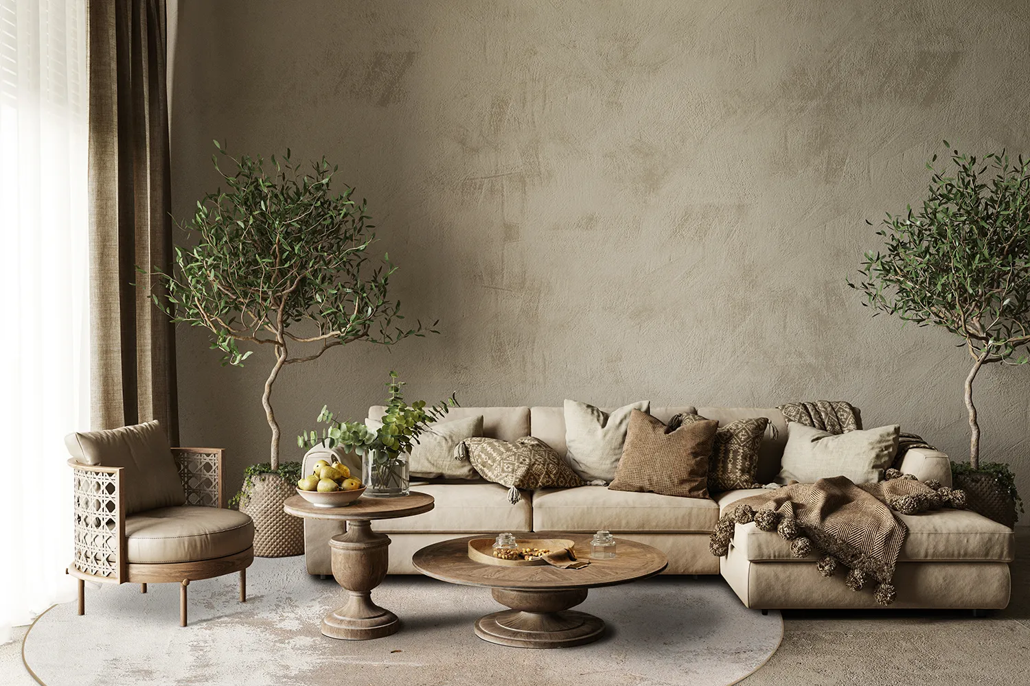 Round rug - Bornos (grey/beige)