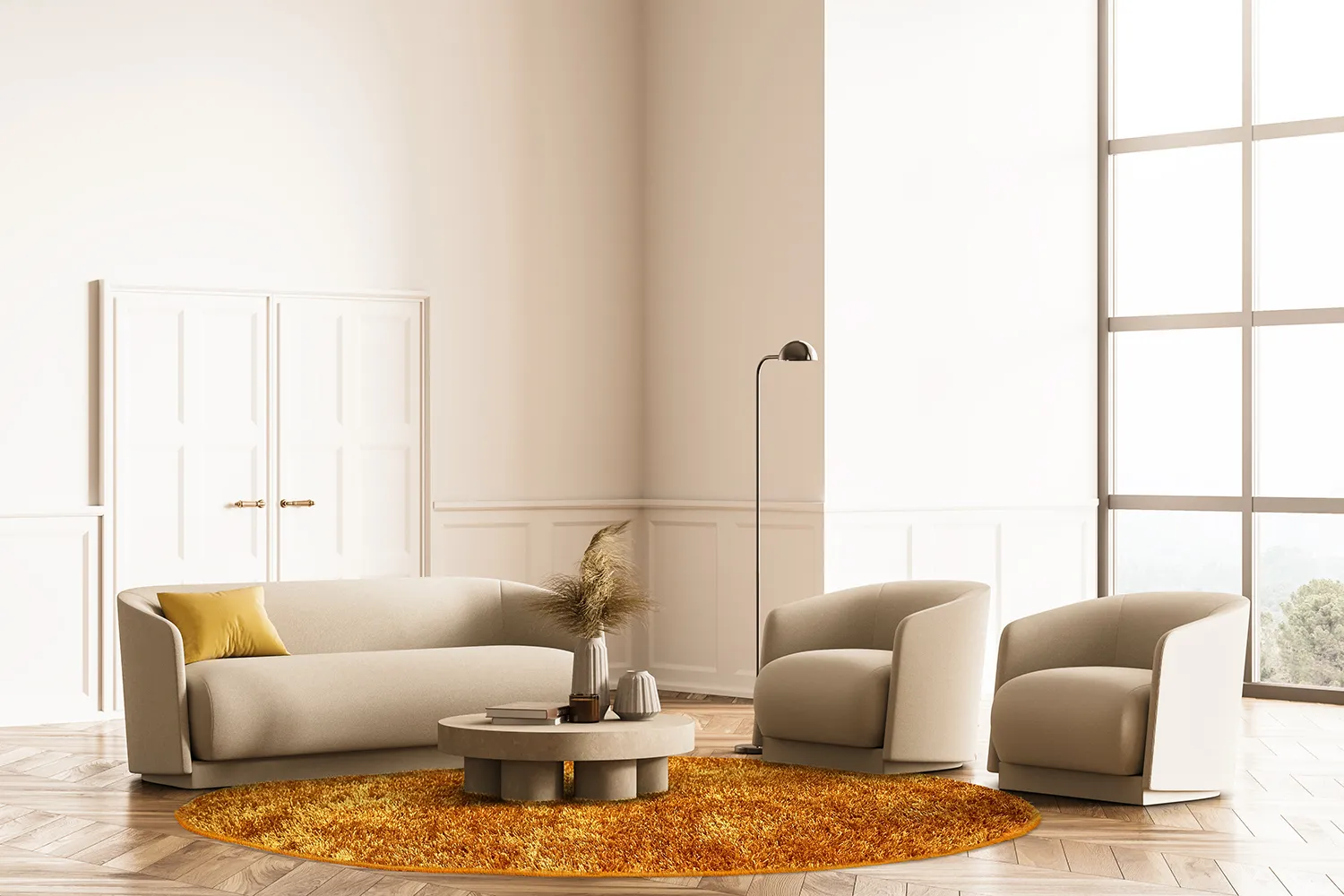 Round rugs - Cosy (ocher)