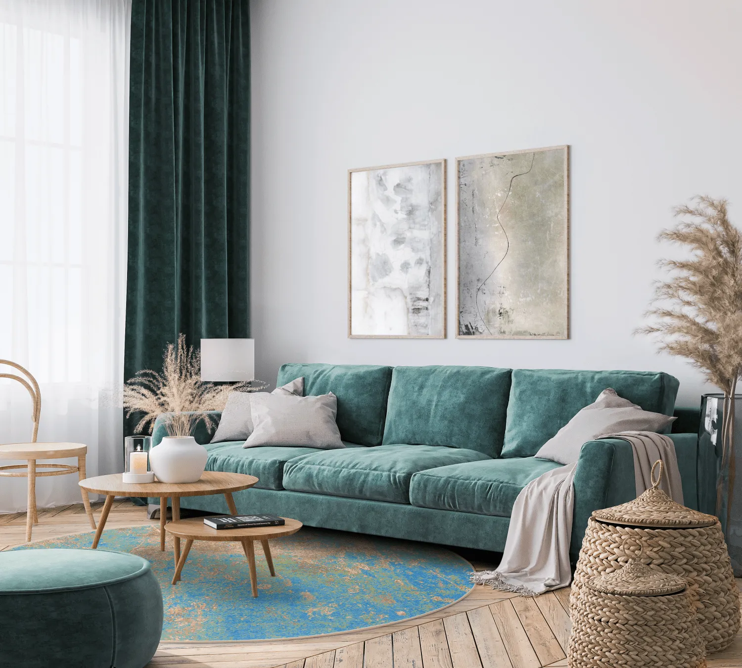 Round rug - Pavoa (blue)