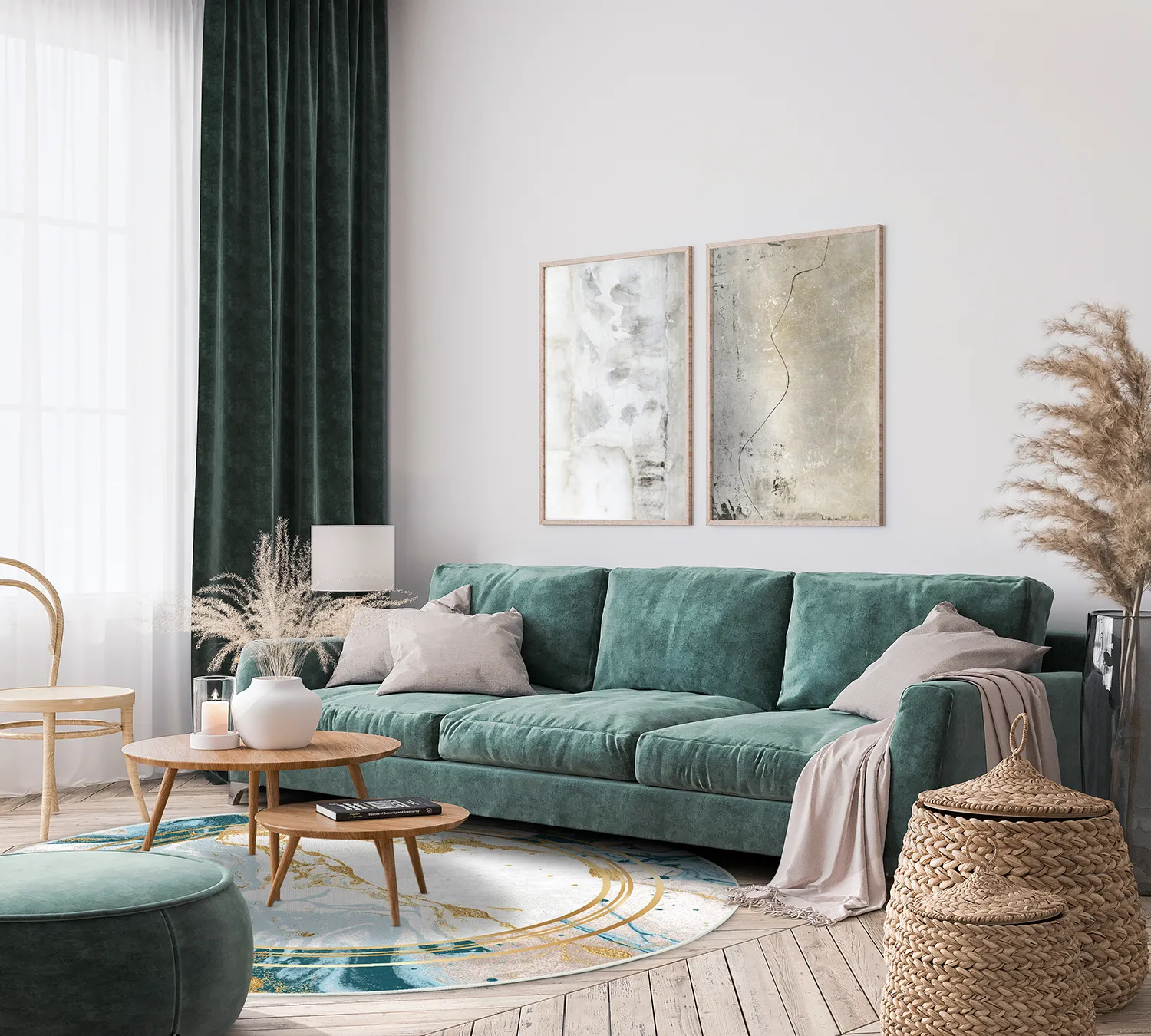 Round rug - Emery (blue)