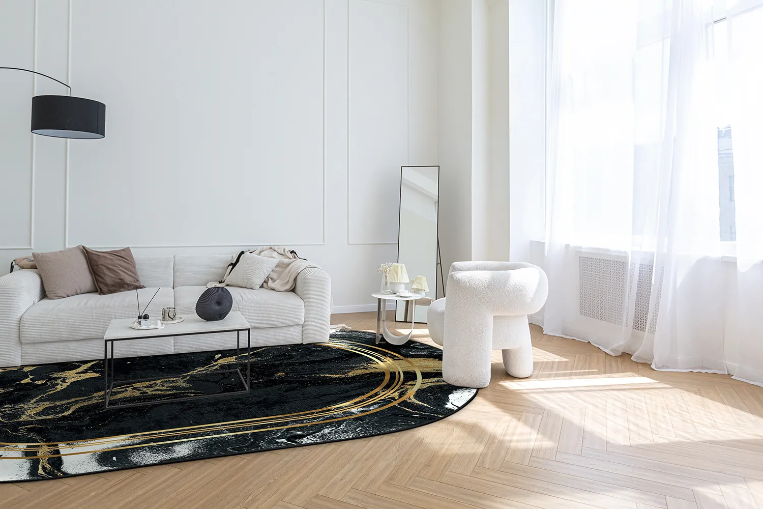 Oval rug - Emery (black)