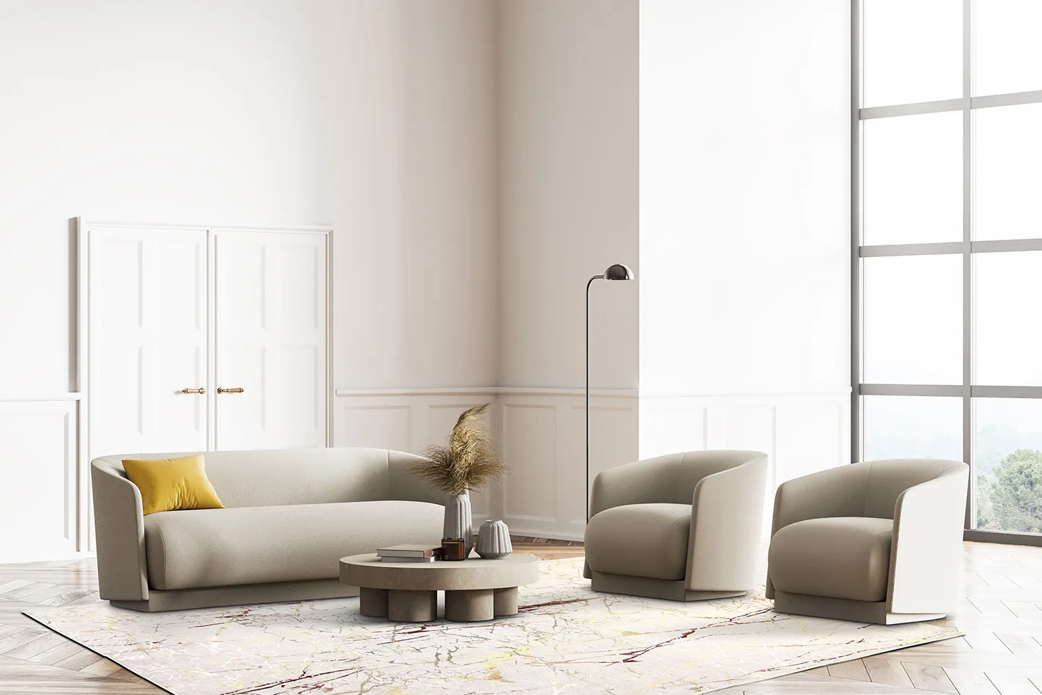 Wilton rug - Alden (offwhite/gold)