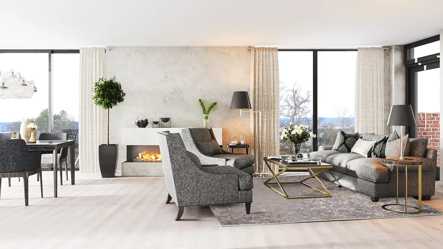 Wilton rug - Zaria (dark grey/gold)