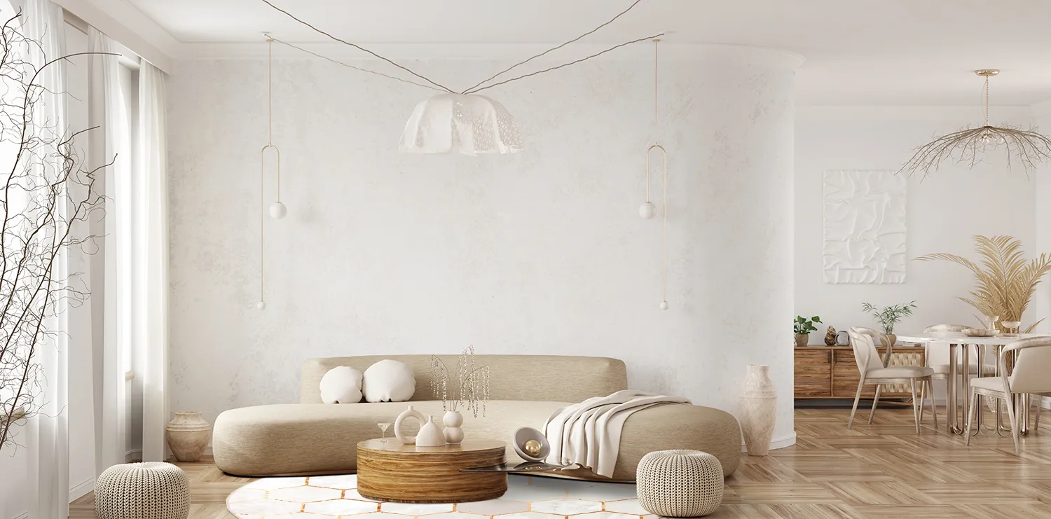 Round rug - Morino (beige/white/gold)