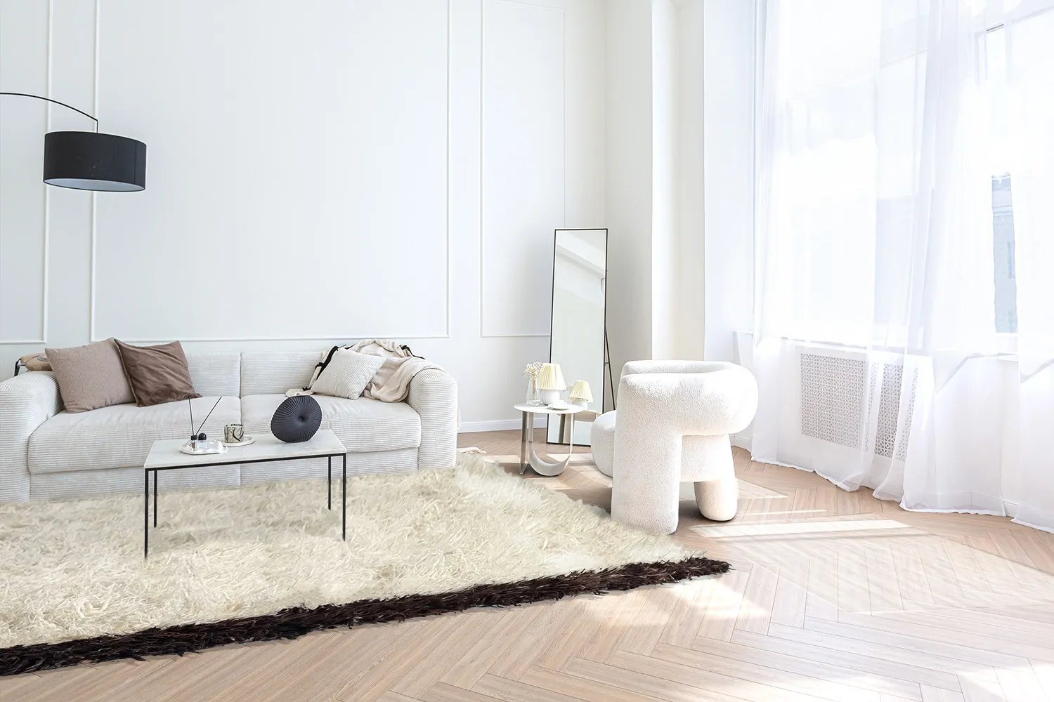 Wool rug - Nova (white/black)