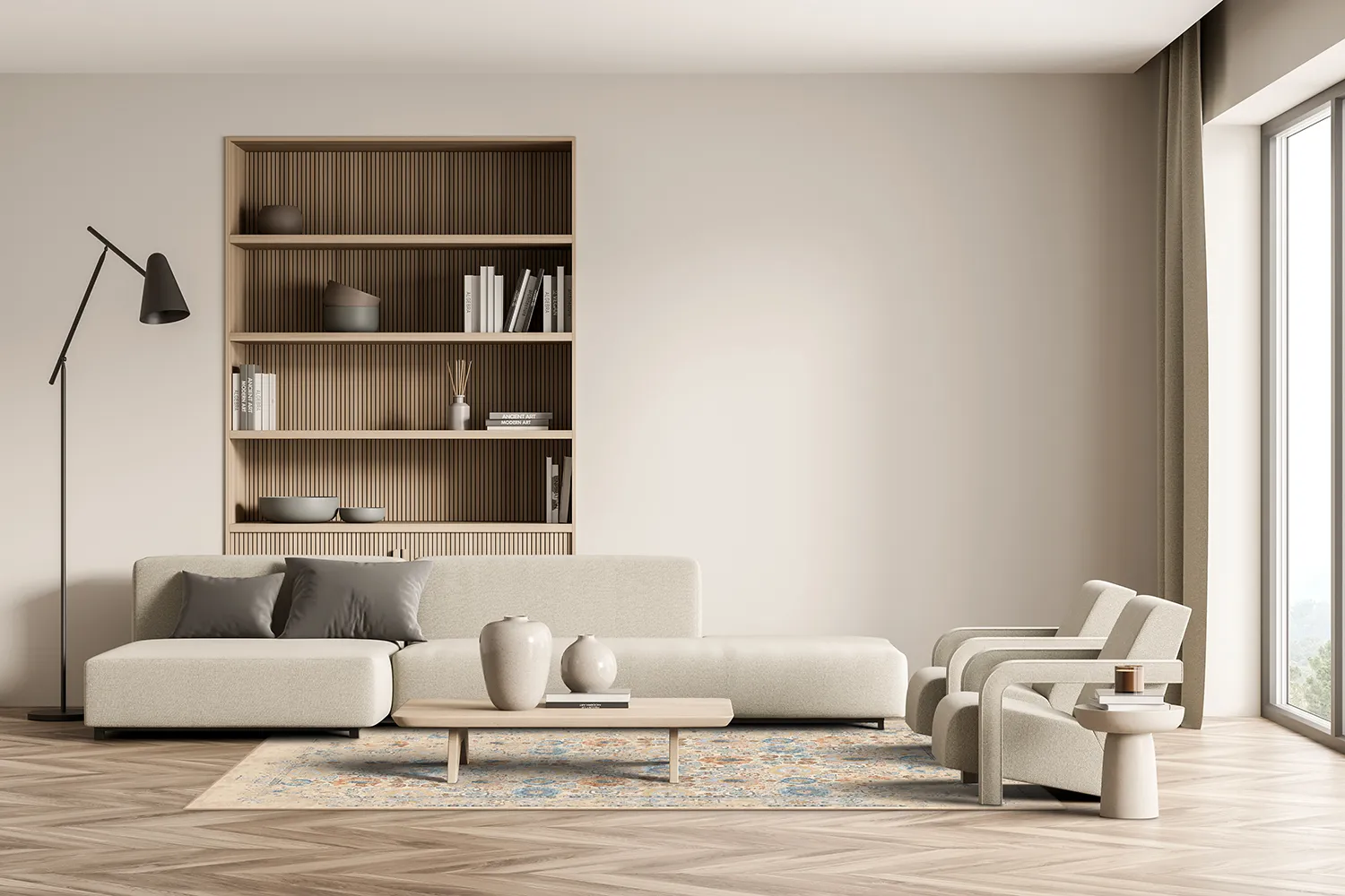 Wilton rug - Oakley (beige/blue)