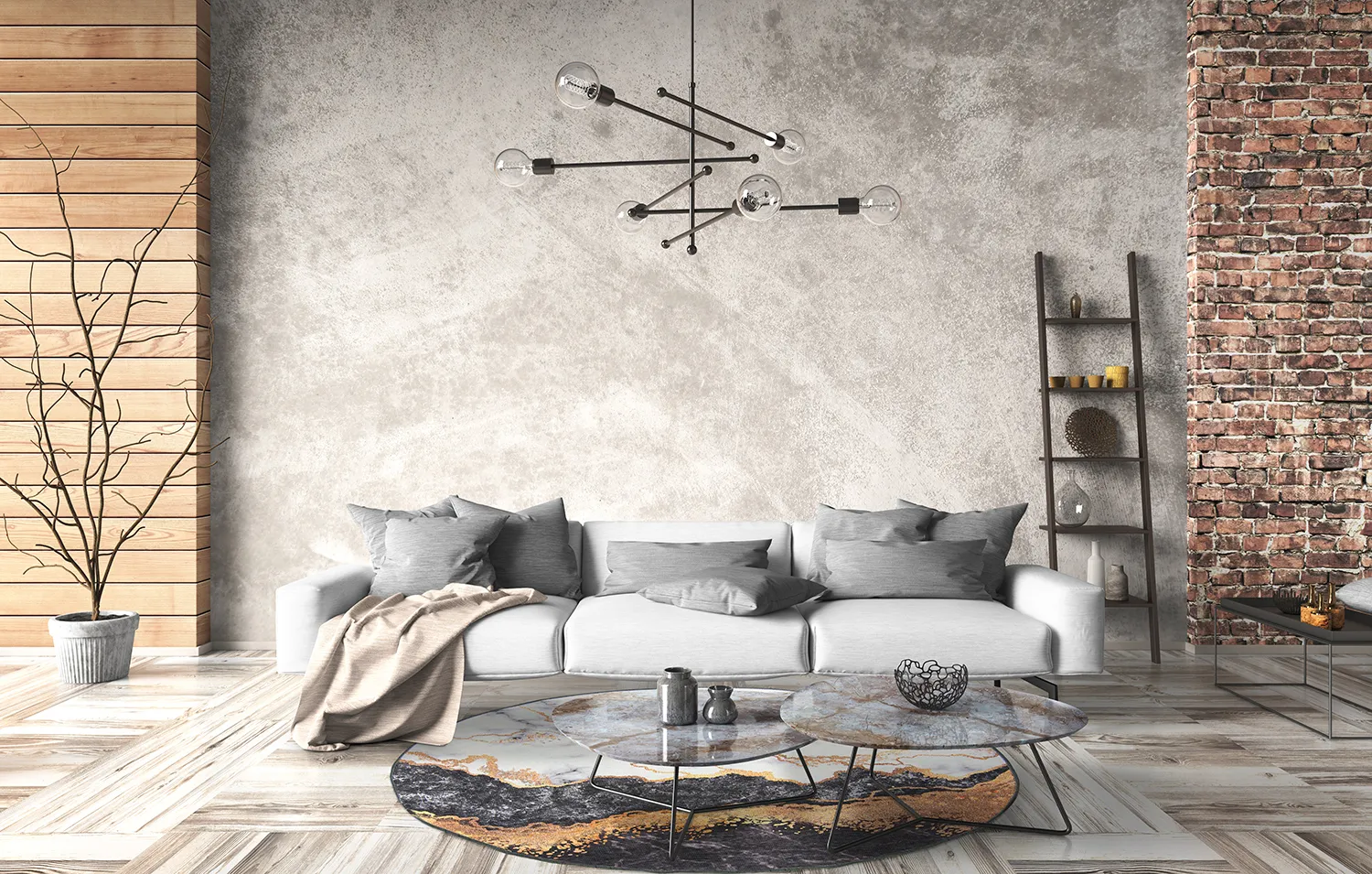 Round rug - Padova (anthracite/orange)