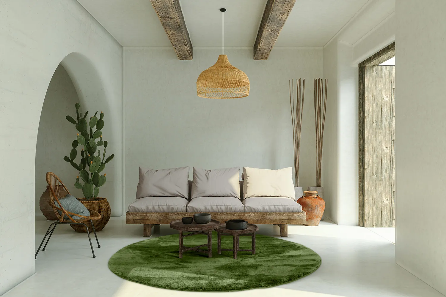Round rugs - Aranga Super Soft Fur (olive)