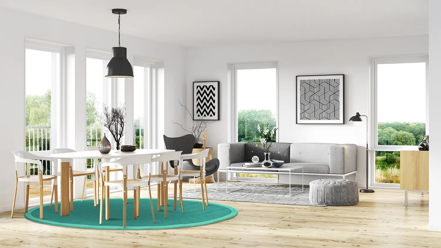 Round rug (sisal) - Agave (emerald green)