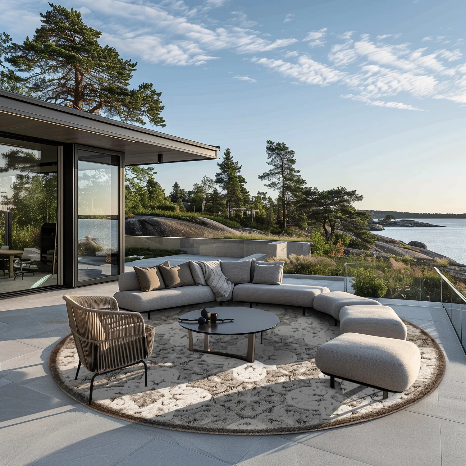 Round rug - Indoor/Outdoor Hampton (grey)