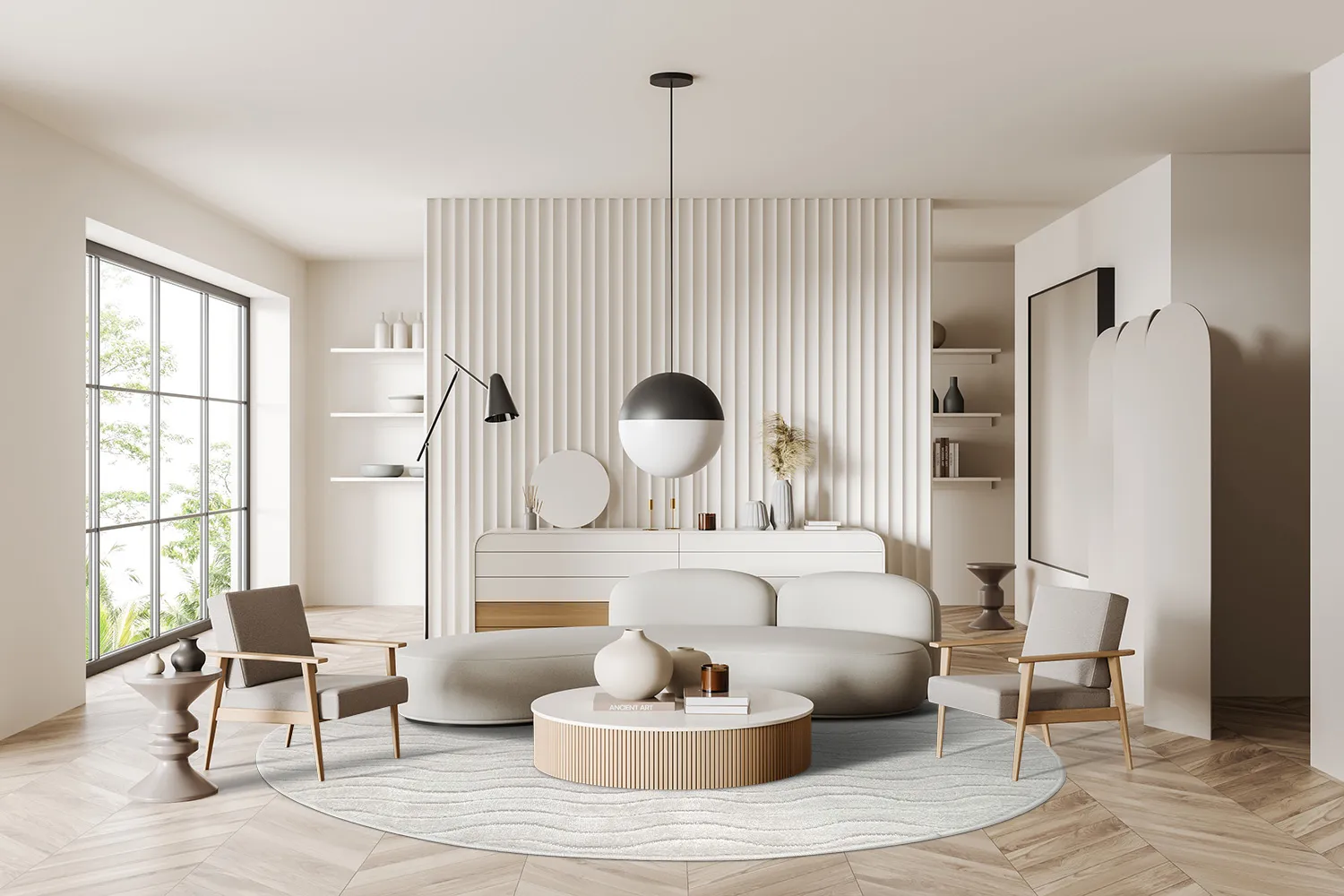 Round rug - Indoor/Outdoor Baltimore (cream)