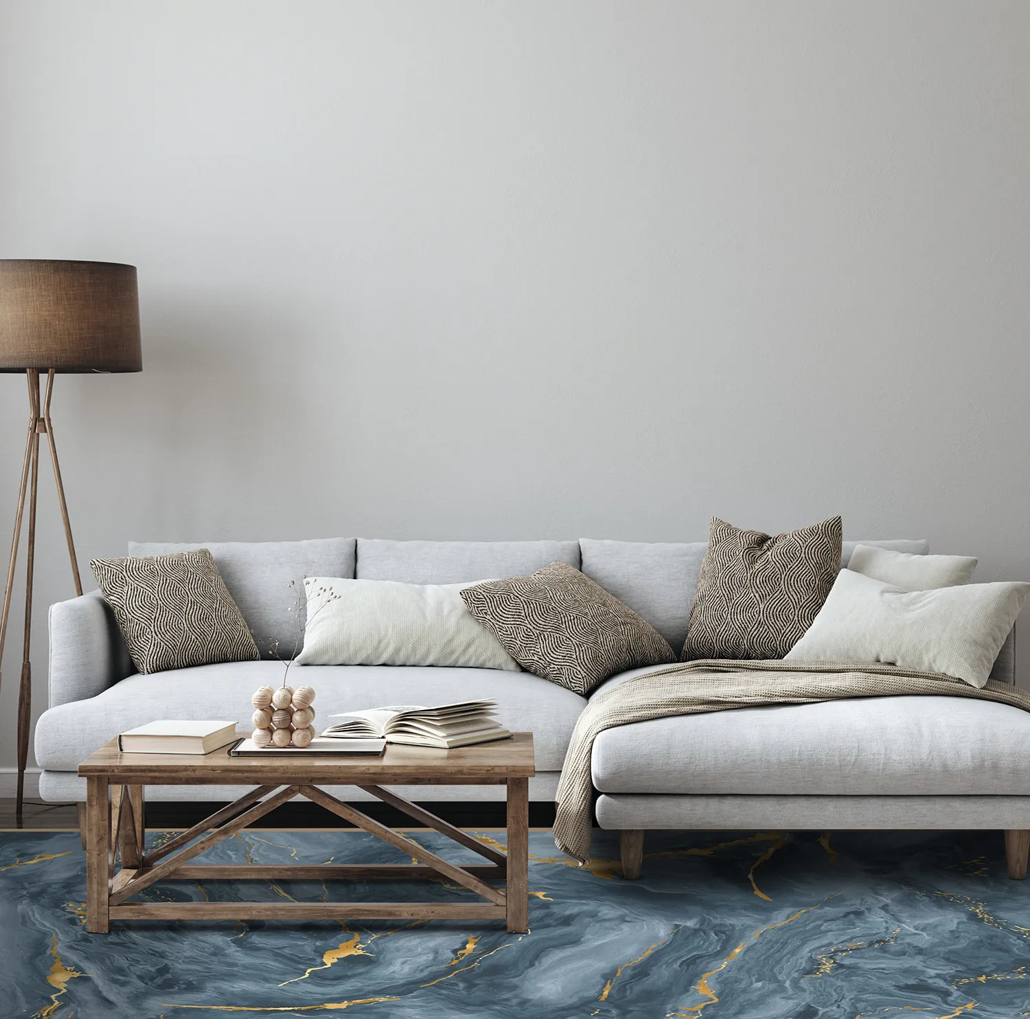 Wilton rug - Storm (blue/gold)