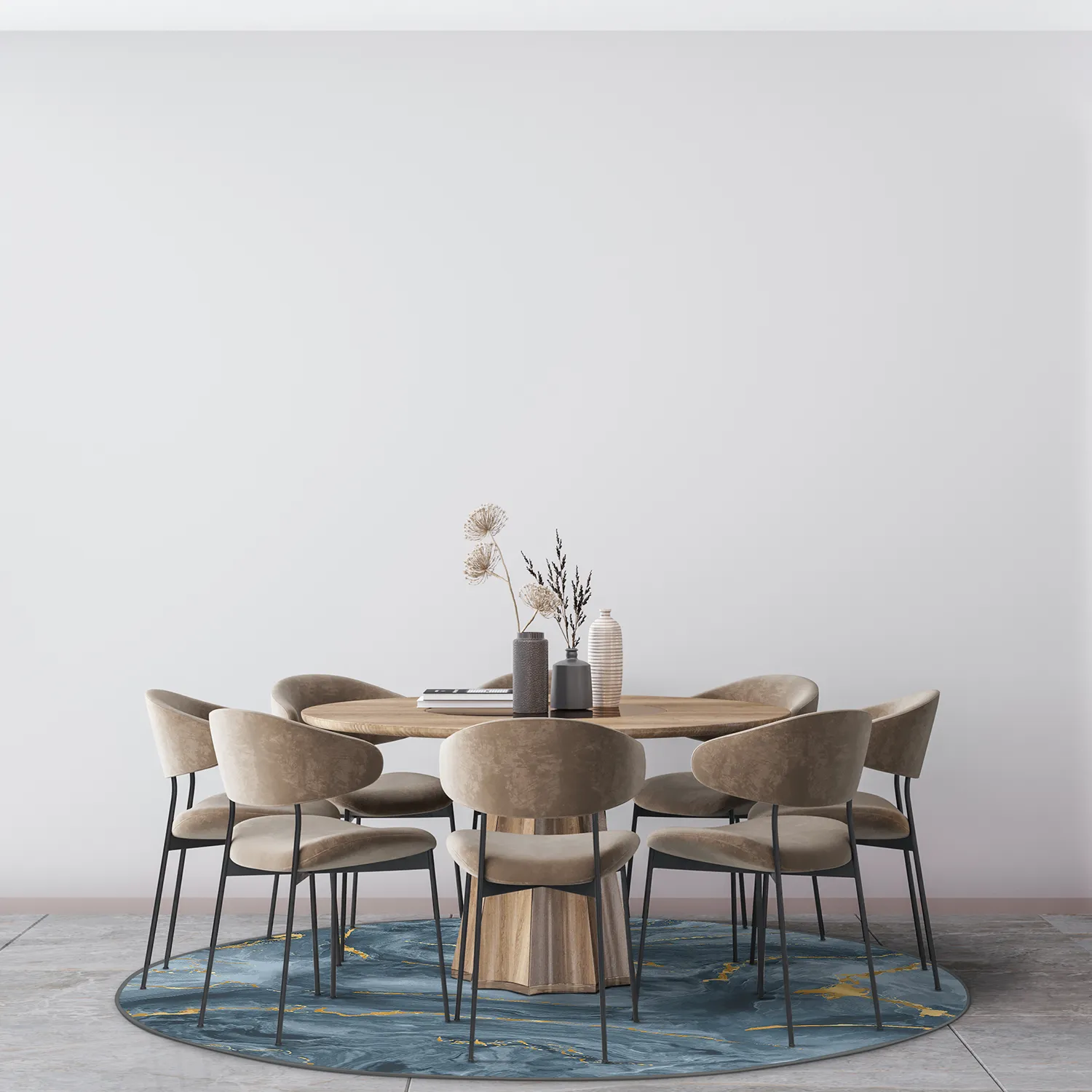 Round rug - Storm (blue/gold)