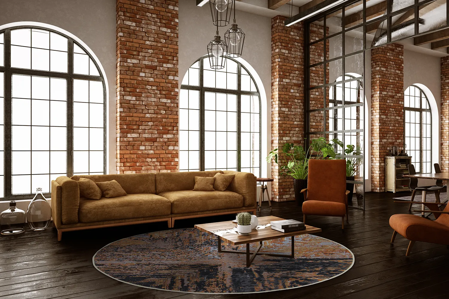 Round rug - Tizzano (gold/multi)