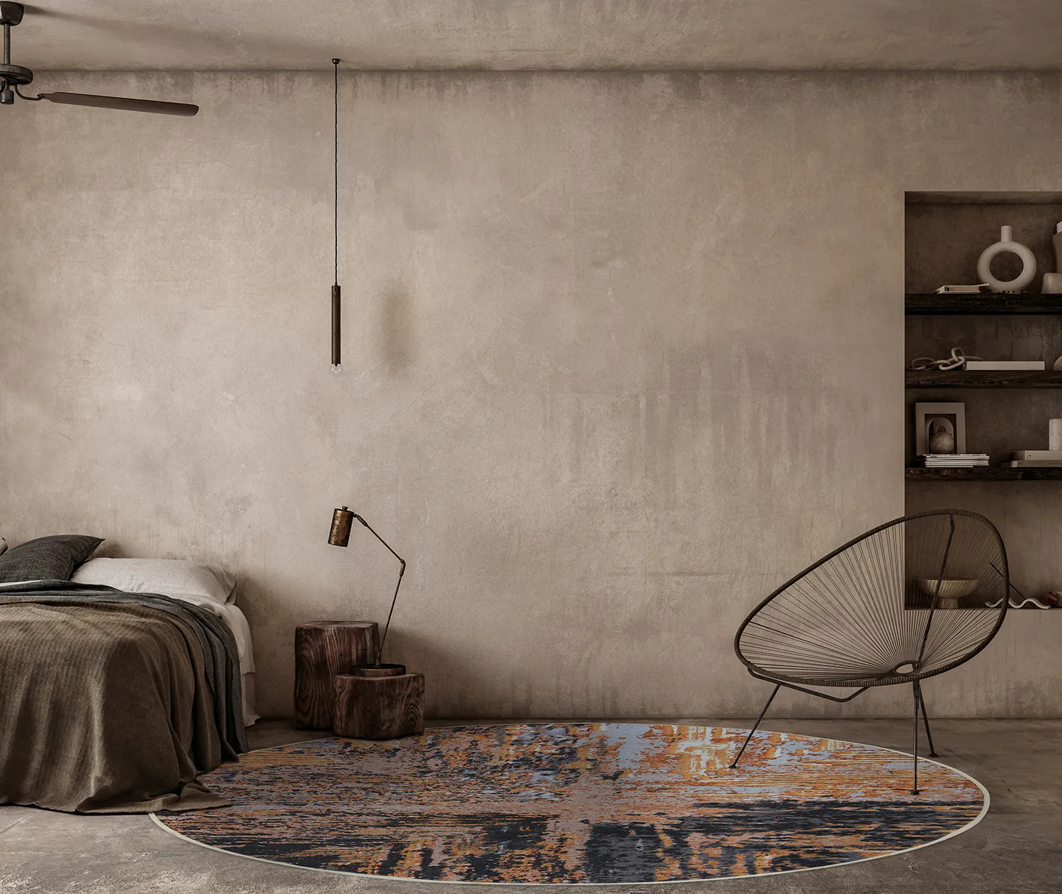 Round rug - Tizzano (gold/multi)
