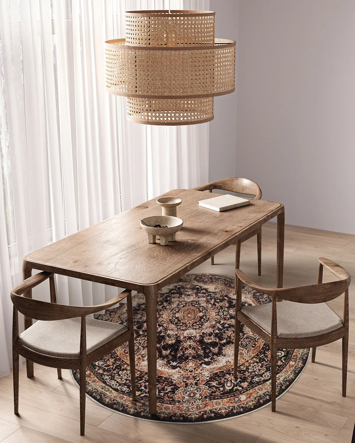Round rug - Vakifli (black/multi)