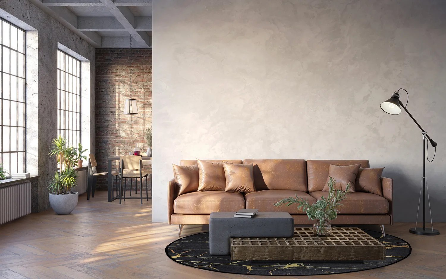 Round rug - Vieste (anthracite/gold)