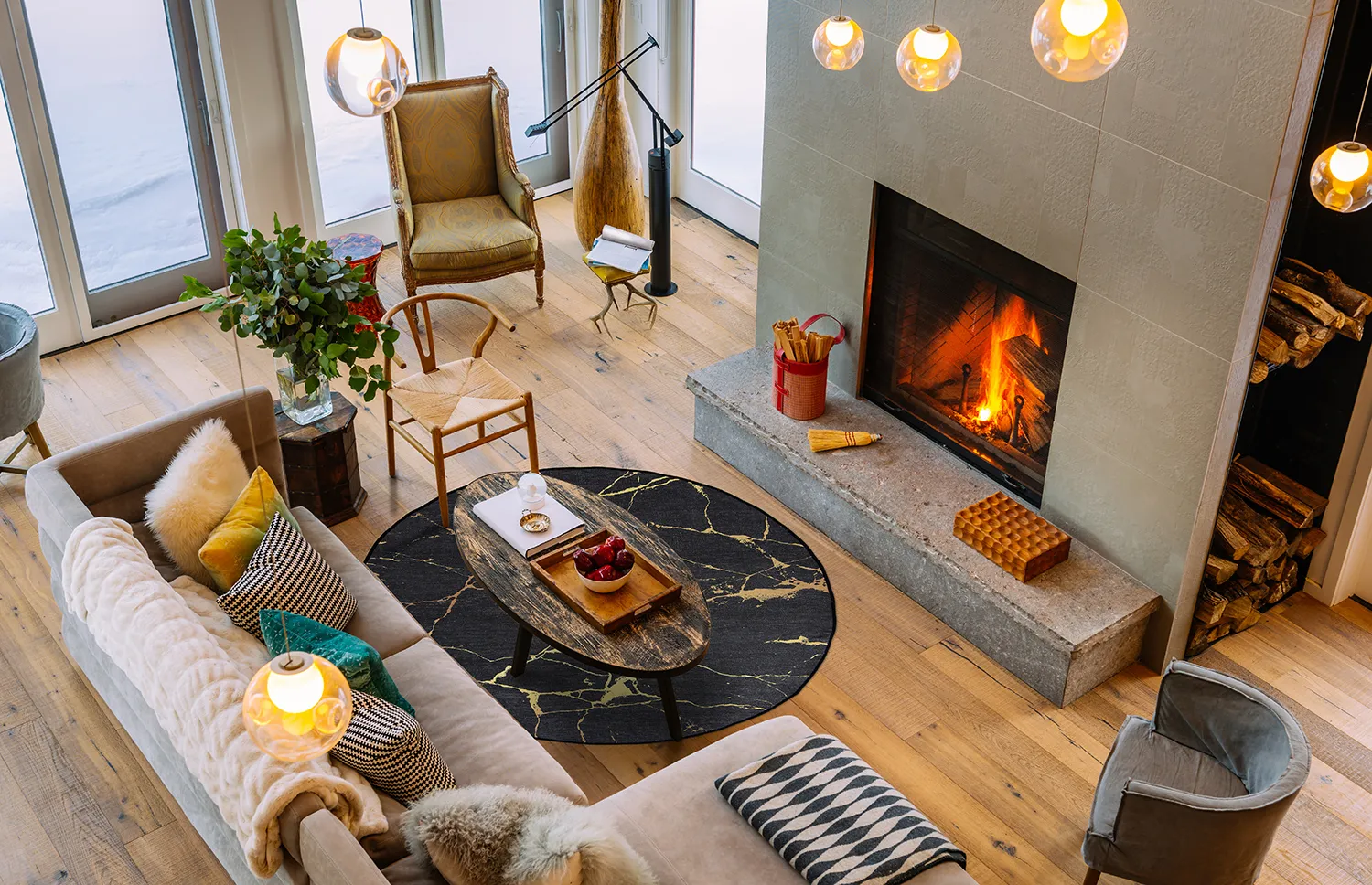 Round rug - Vieste (anthracite/gold)