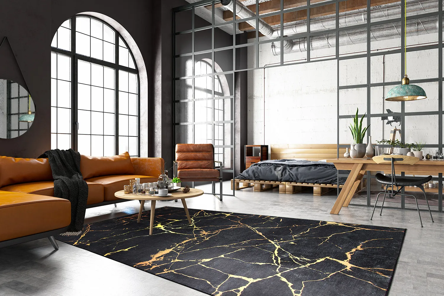 Wilton rug - Vieste (black/gold)