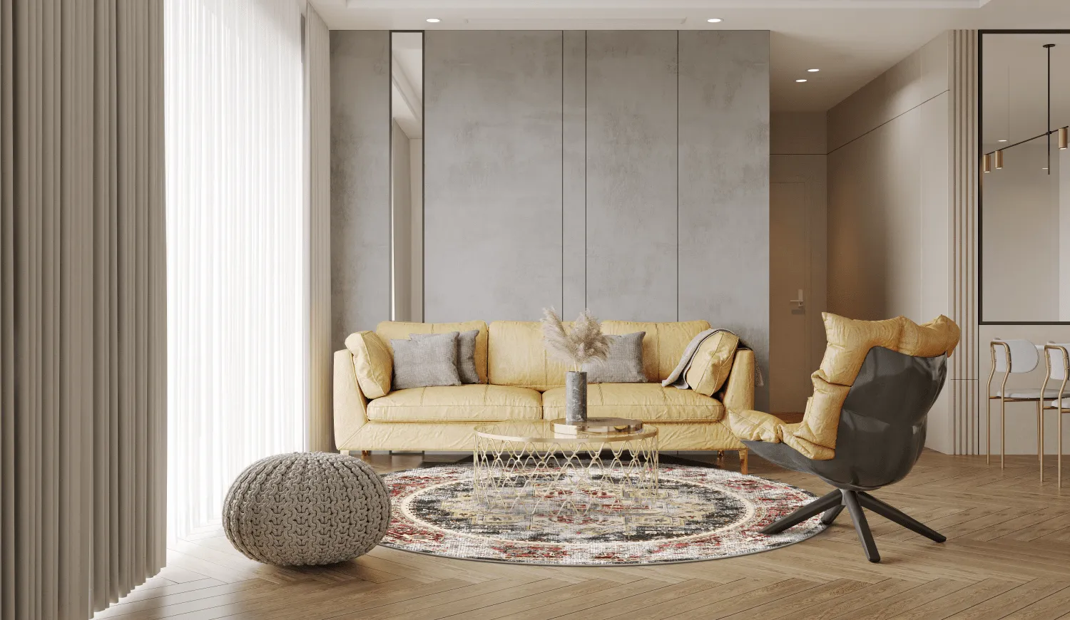 Round rug - Javis (red/multi)