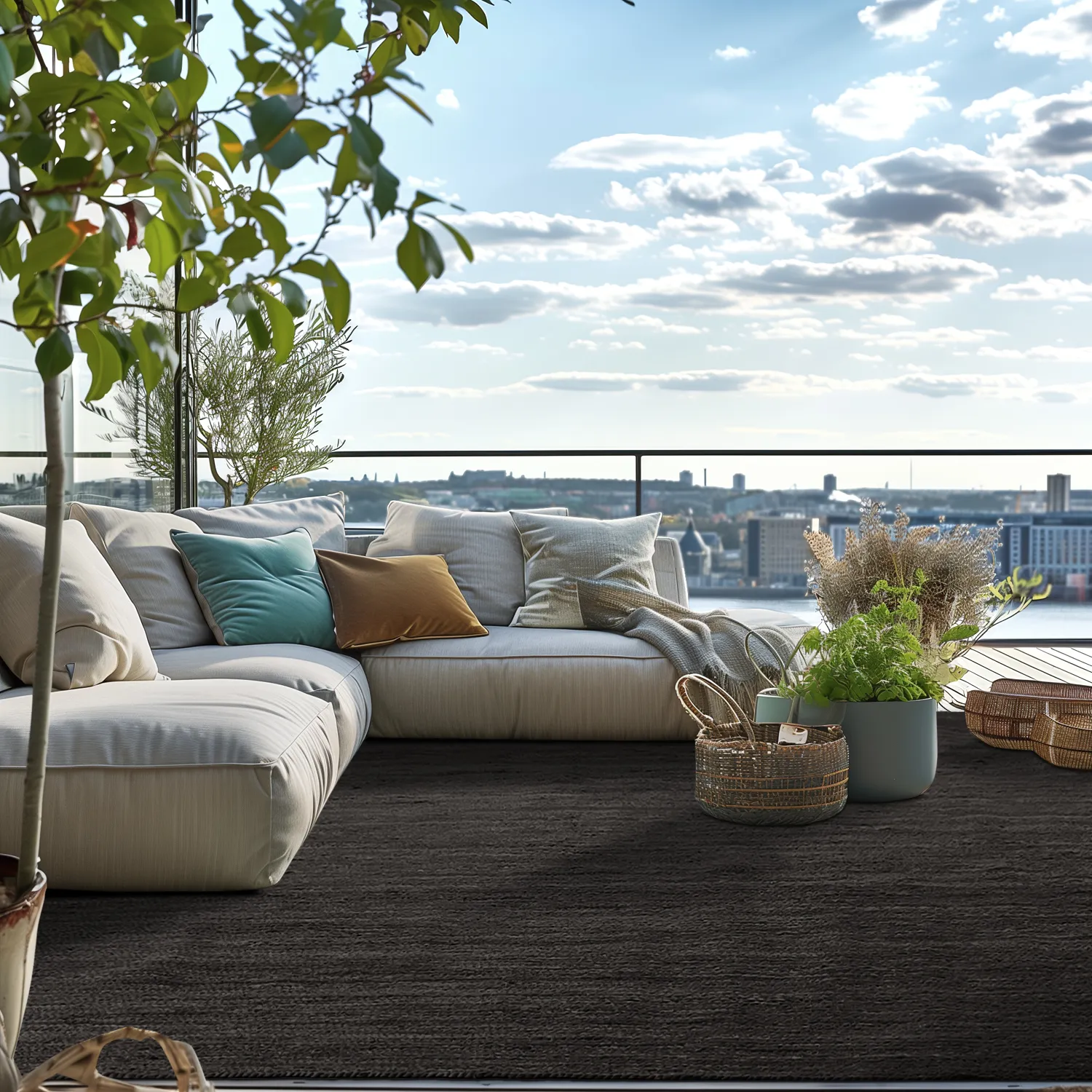 Jute rug - Amasia (black)