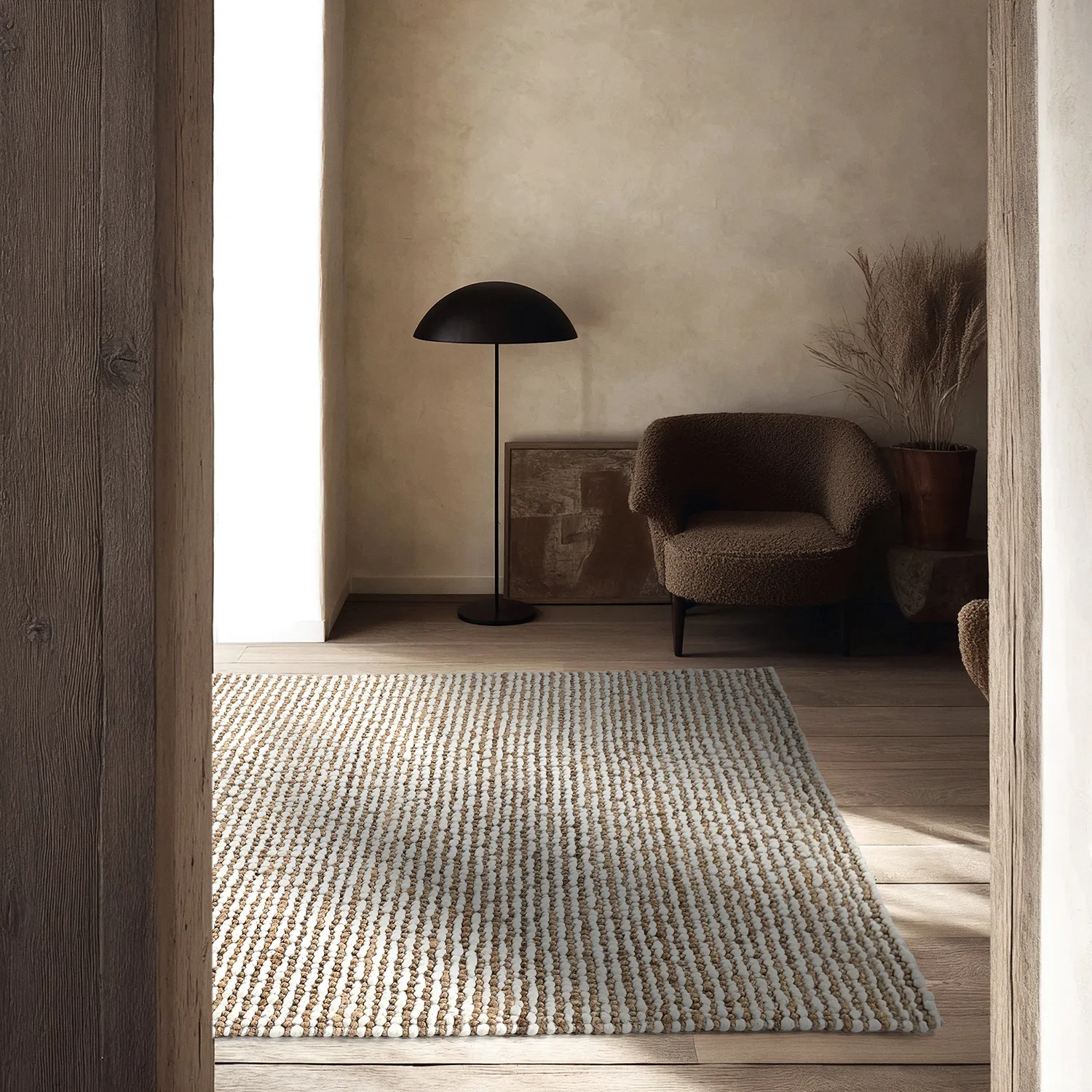 Jute rug - Bally Jute/wool Bubble (natural/white)
