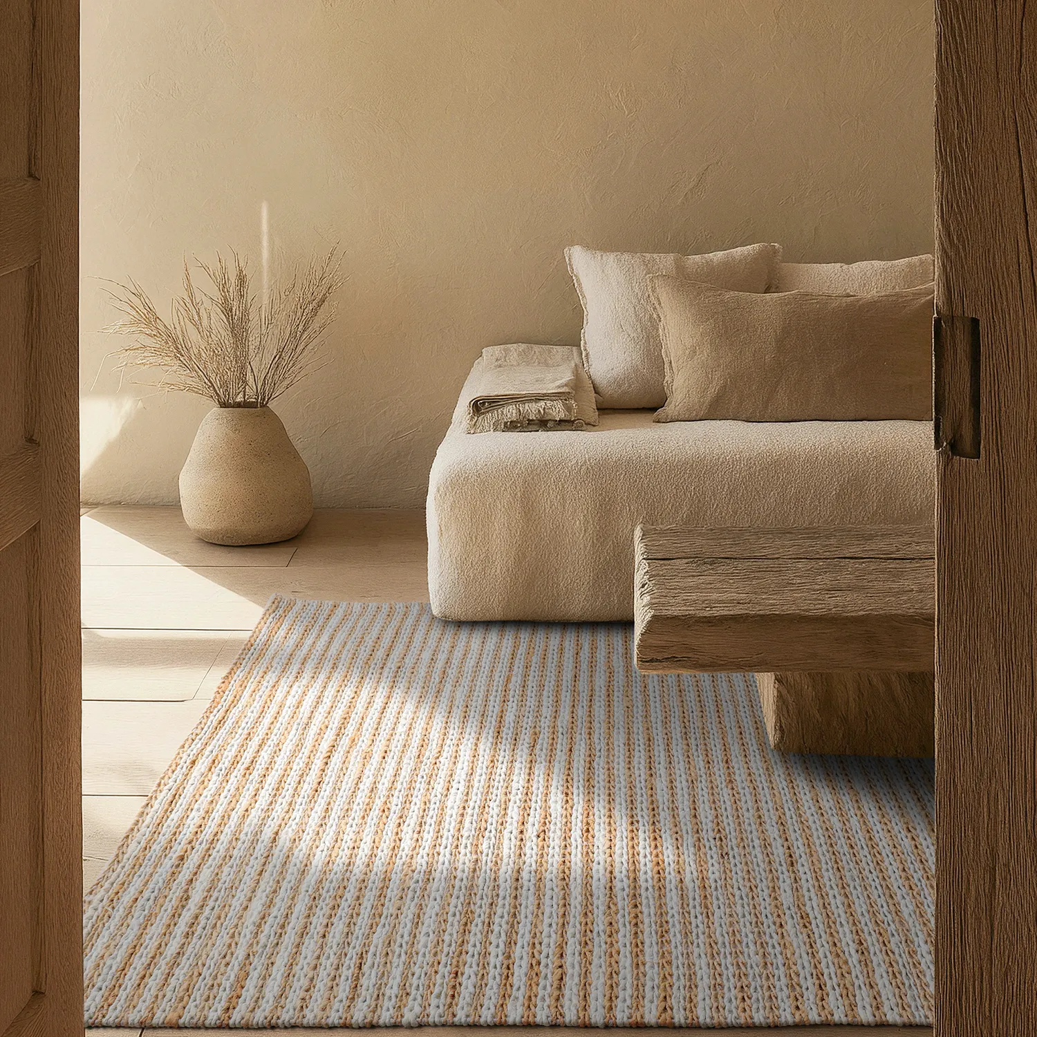 Jute rug - Howrah Braided Jute (natural/white)