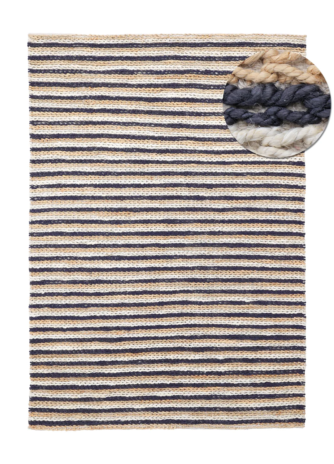 Jute rug - Howrah Braided Jute (natural/white/black)