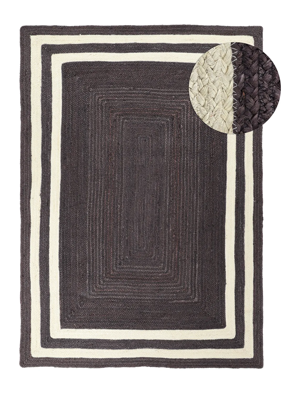 Jute rug - Jessore (dark taupe/white)