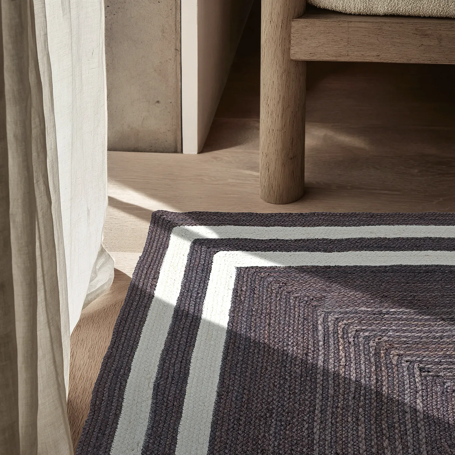 Jute rug - Jessore (dark taupe/white)