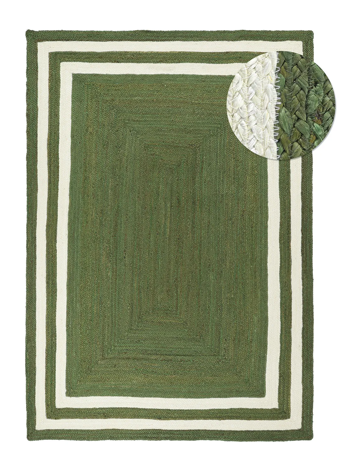 Jute rug - Jessore (army green/white)