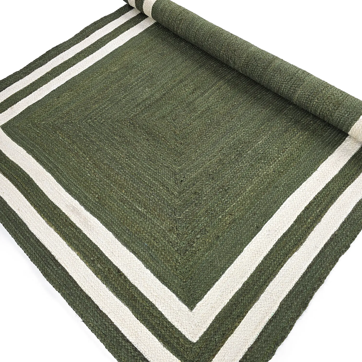 Jute rug - Jessore (army green/white)