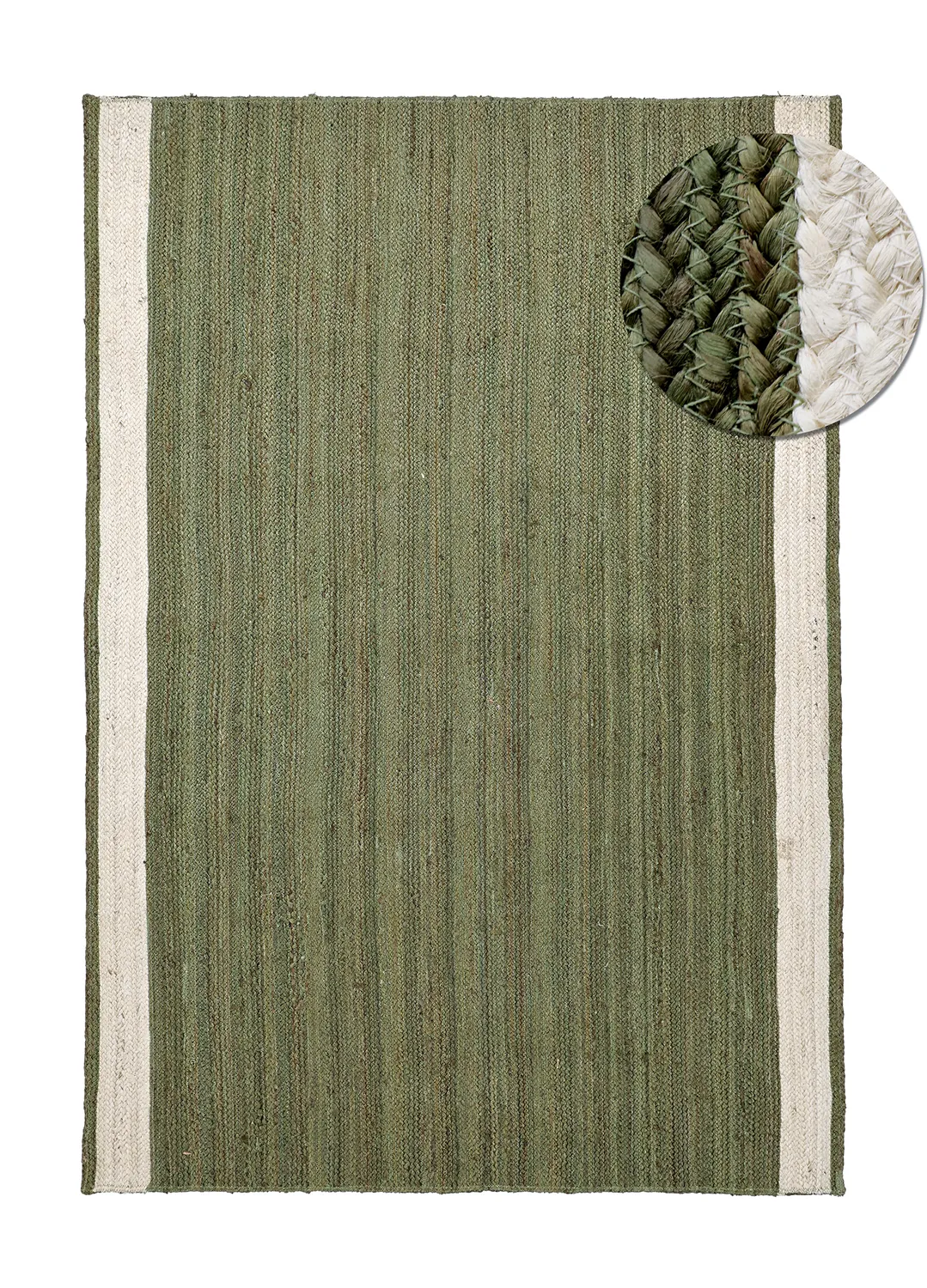 Jute rug - Senaki (army green/white)