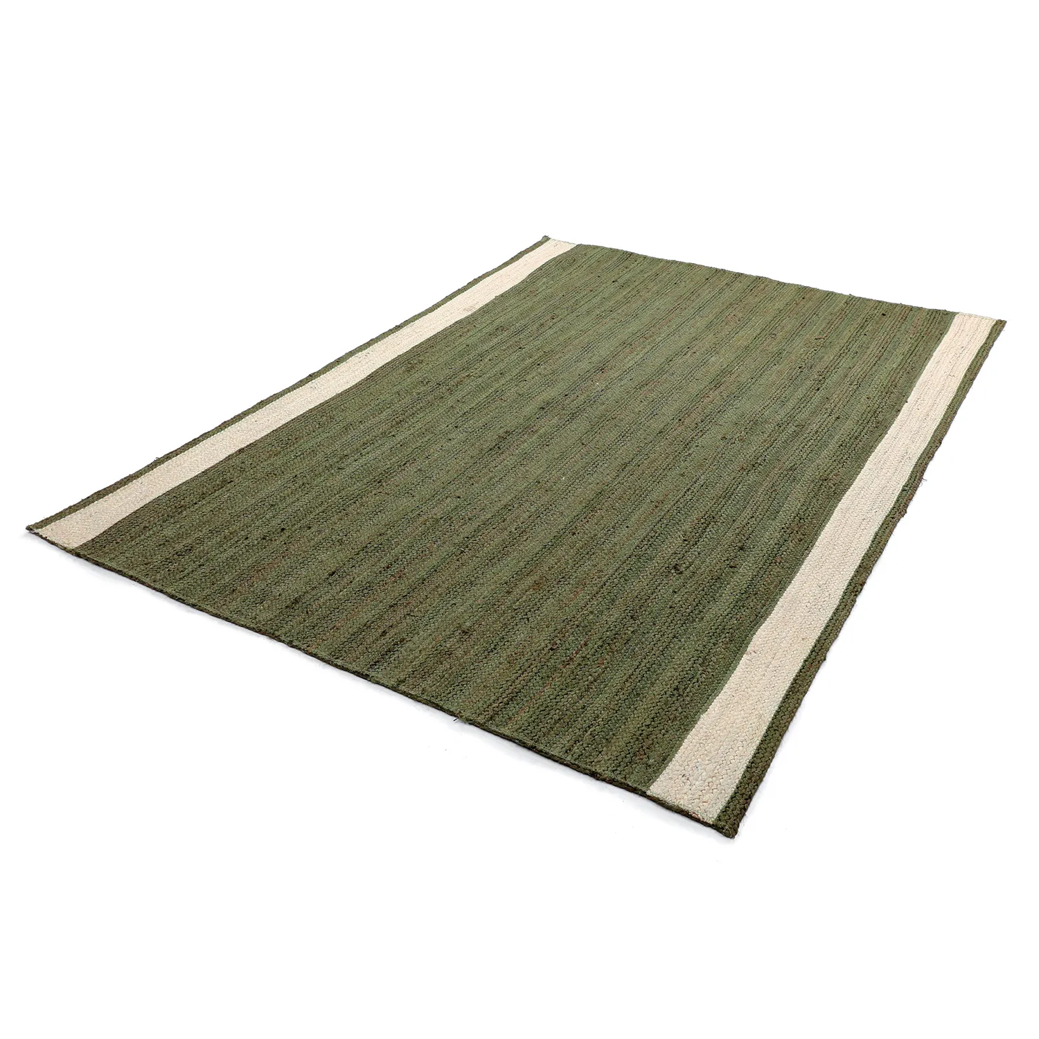 Jute rug - Senaki (army green/white)
