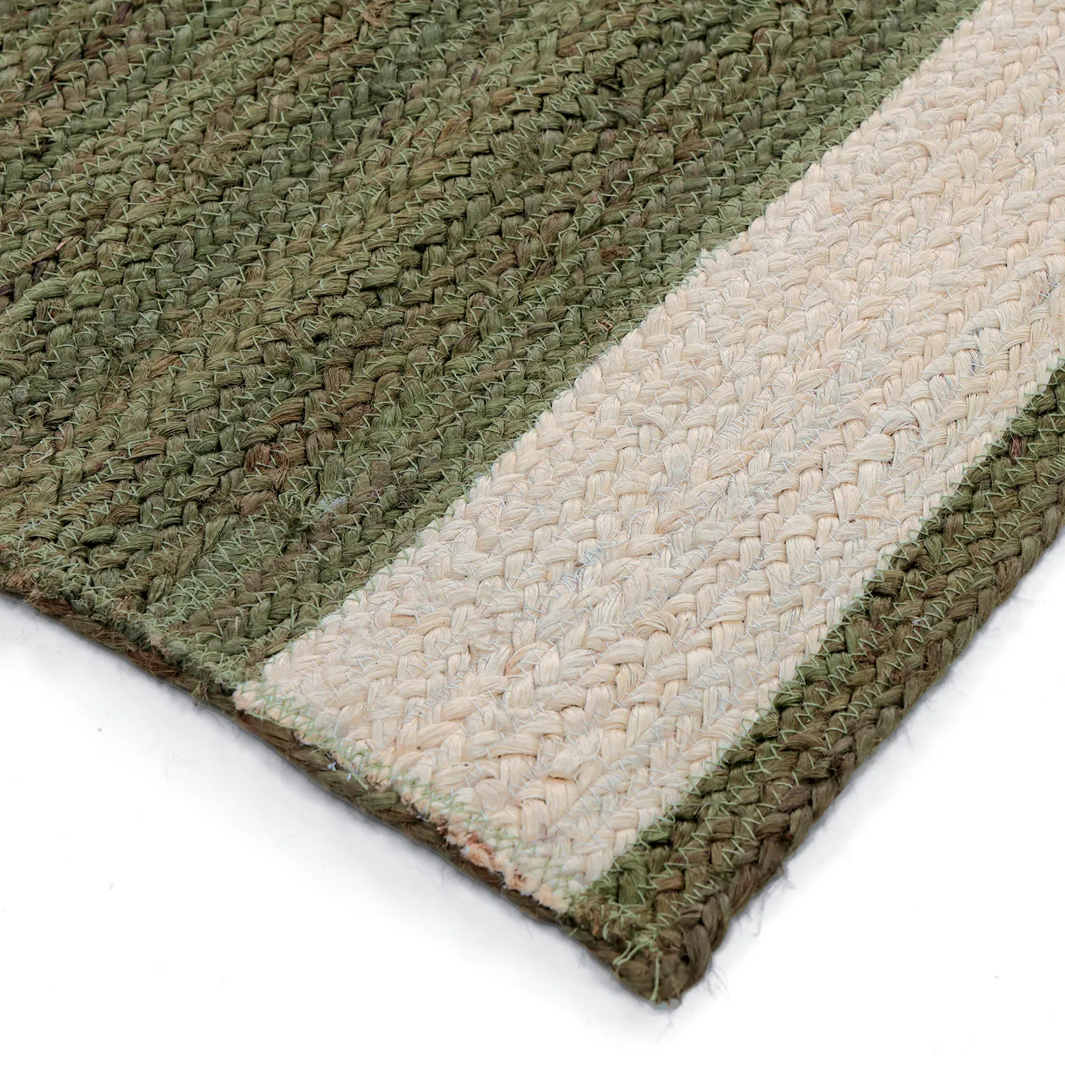 Jute rug - Senaki (army green/white)