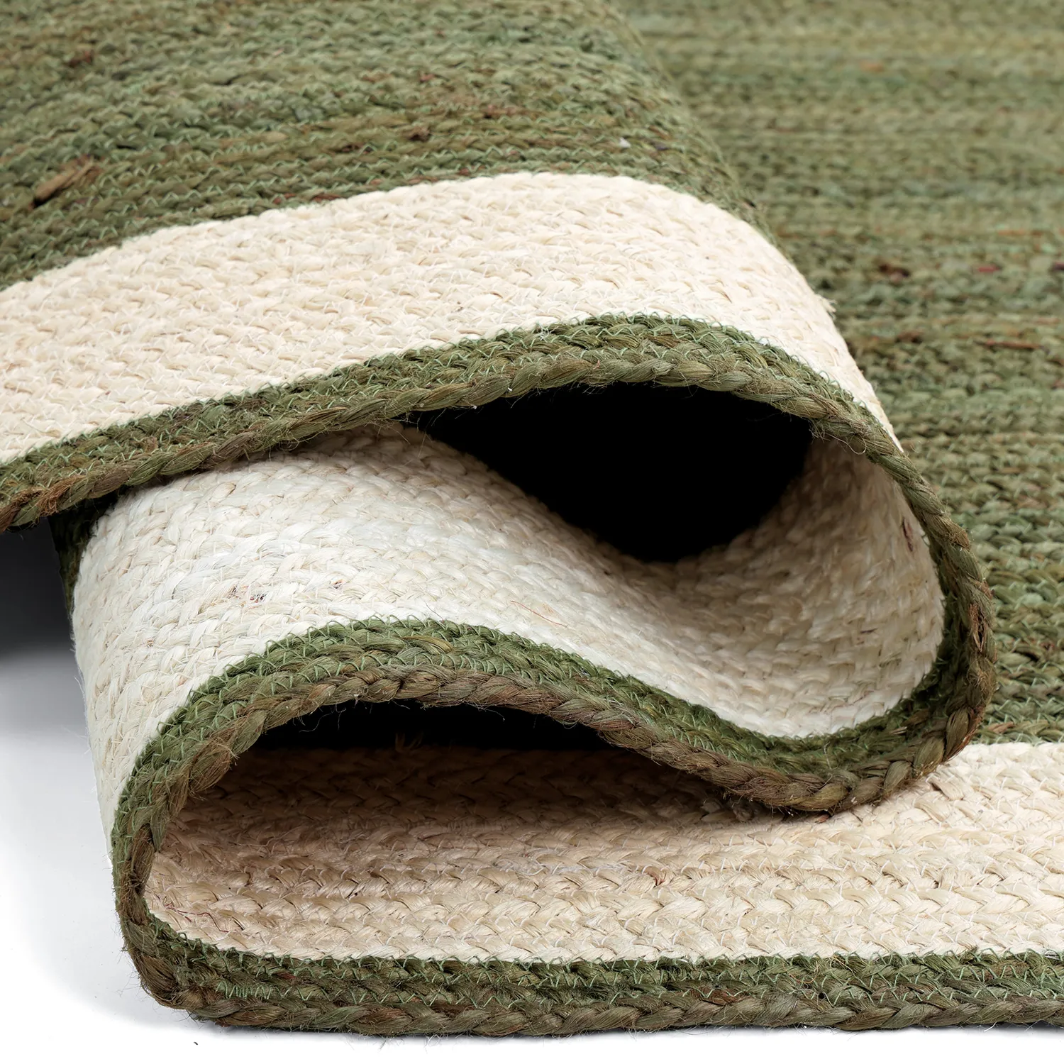 Jute rug - Senaki (army green/white)