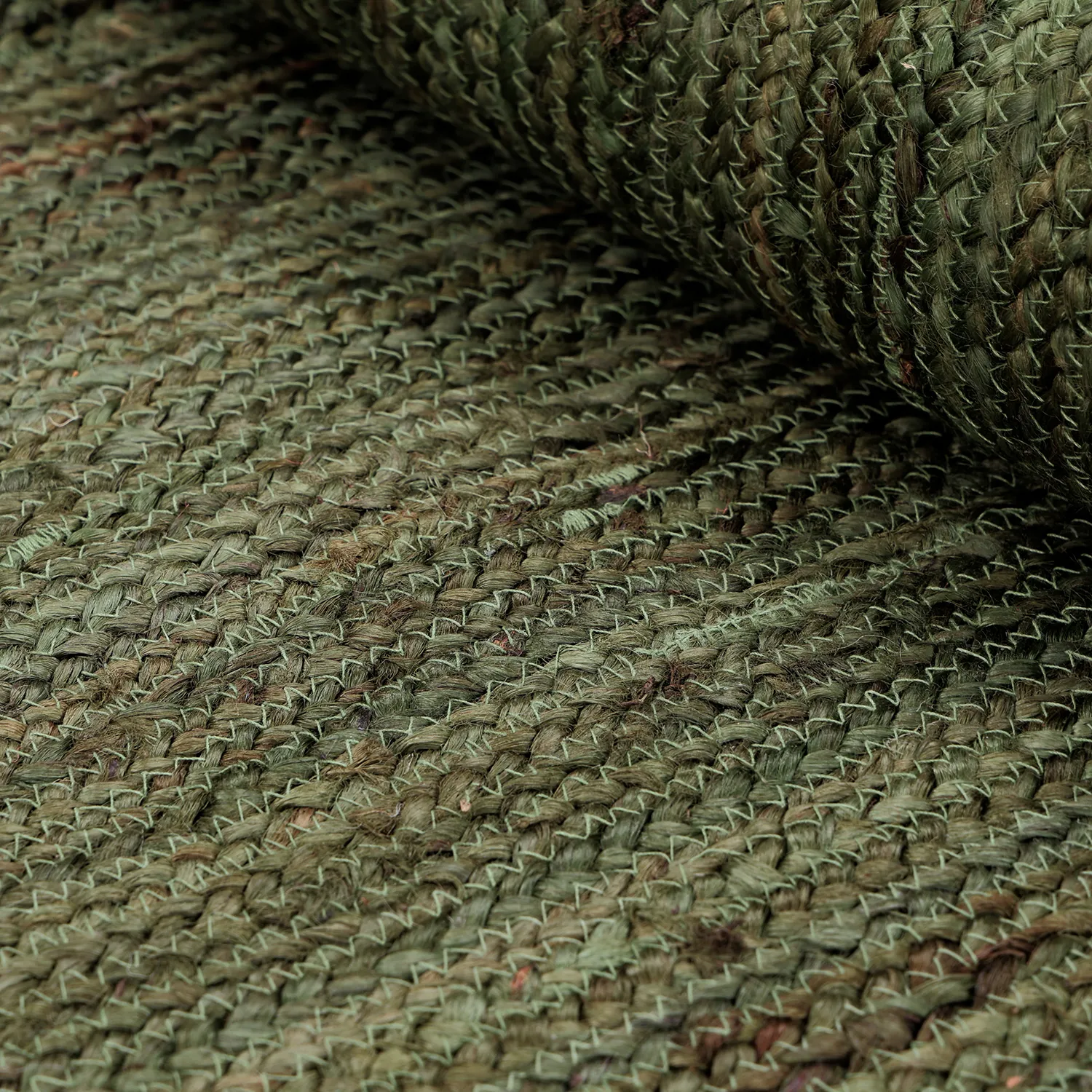 Jute rug - Senaki (army green/white)