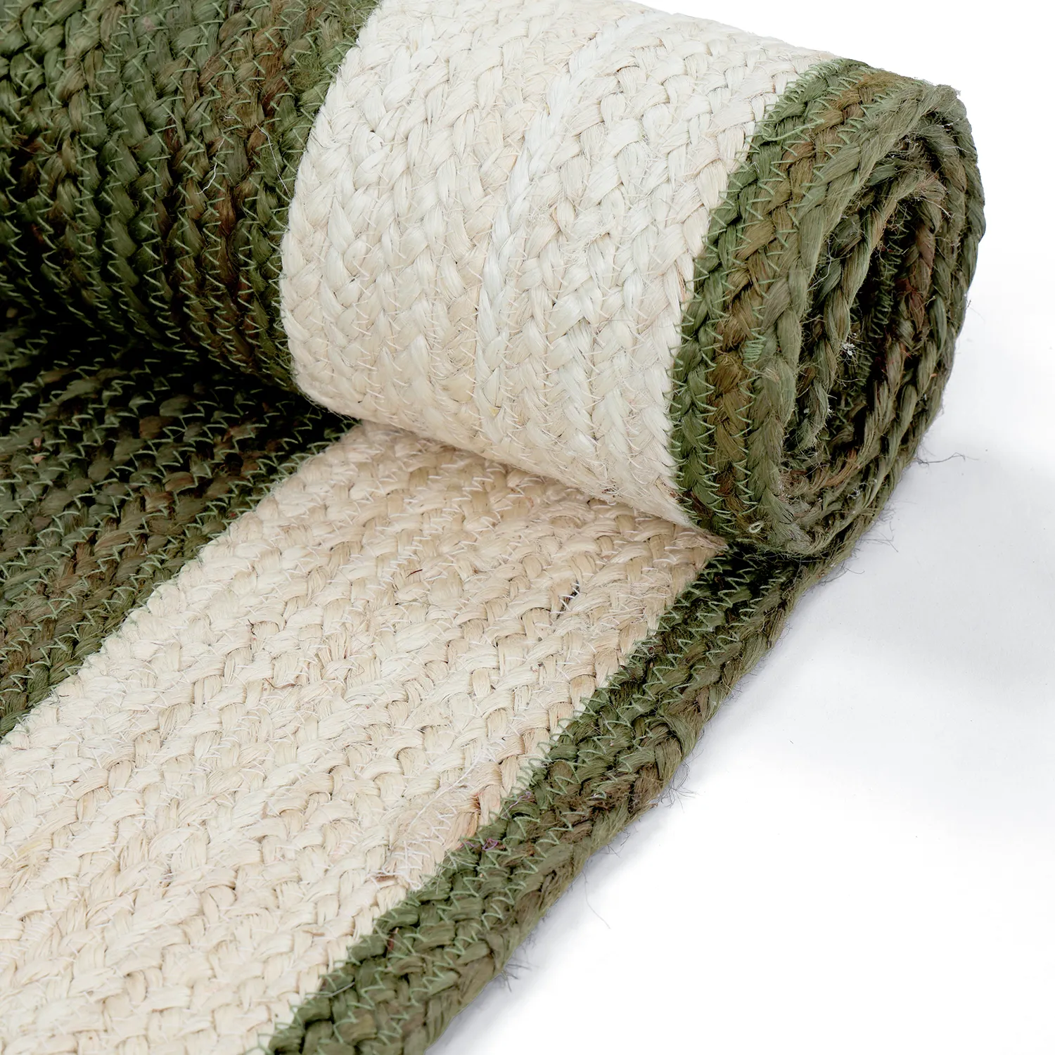 Jute rug - Senaki (army green/white)