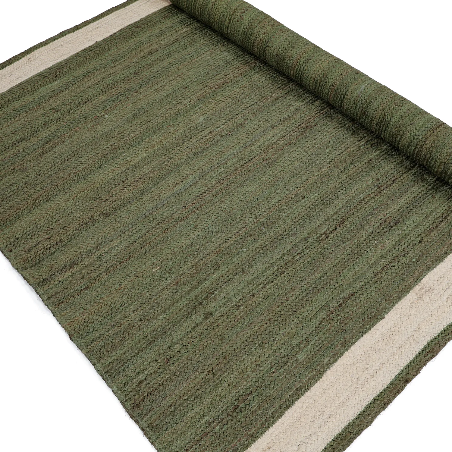 Jute rug - Senaki (army green/white)