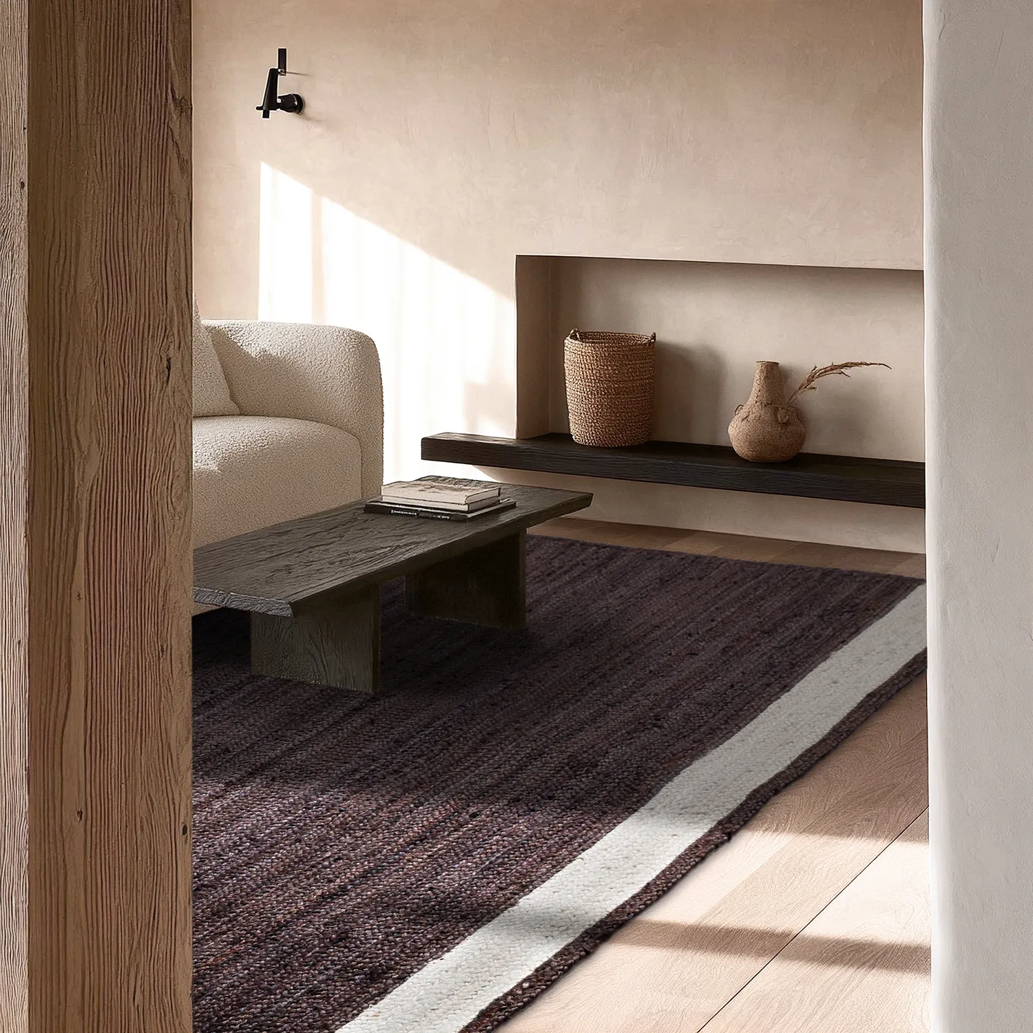 Jute rug - Senaki (dark taupe/white)