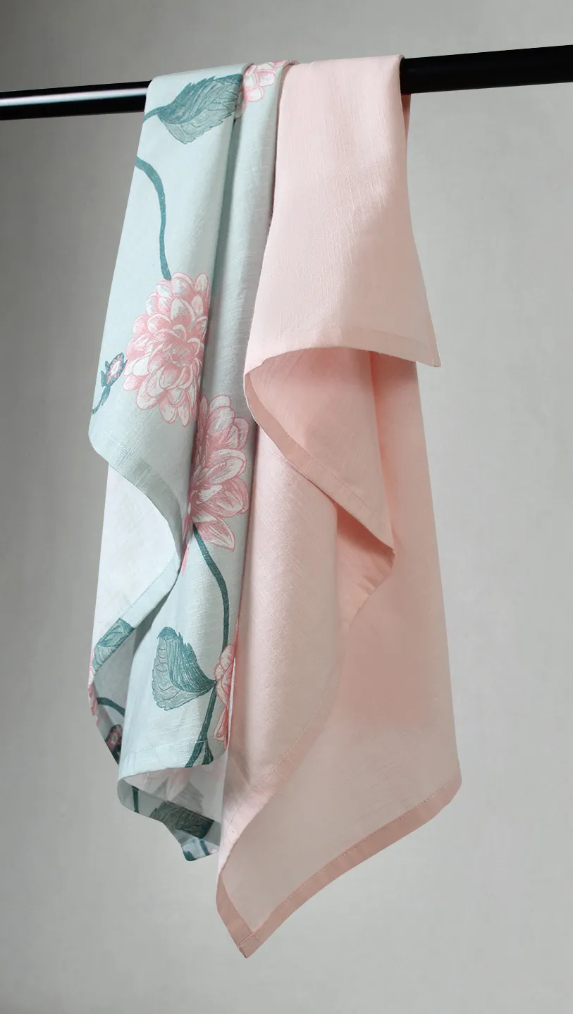 Kitchen towels 2-pack - Alyssa (green/pink)