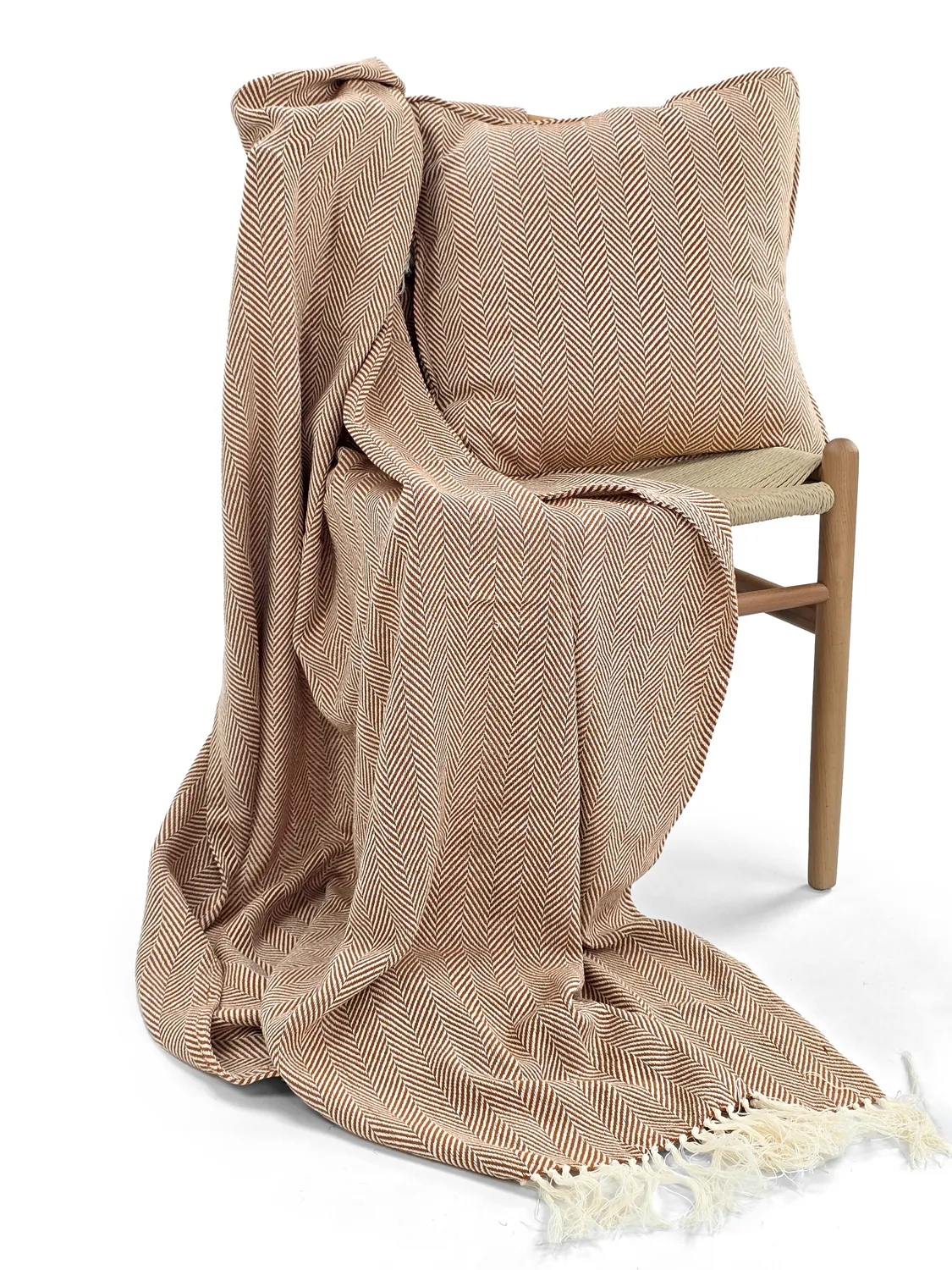 Cushion cover - Denisa Fishbone (brown/white)